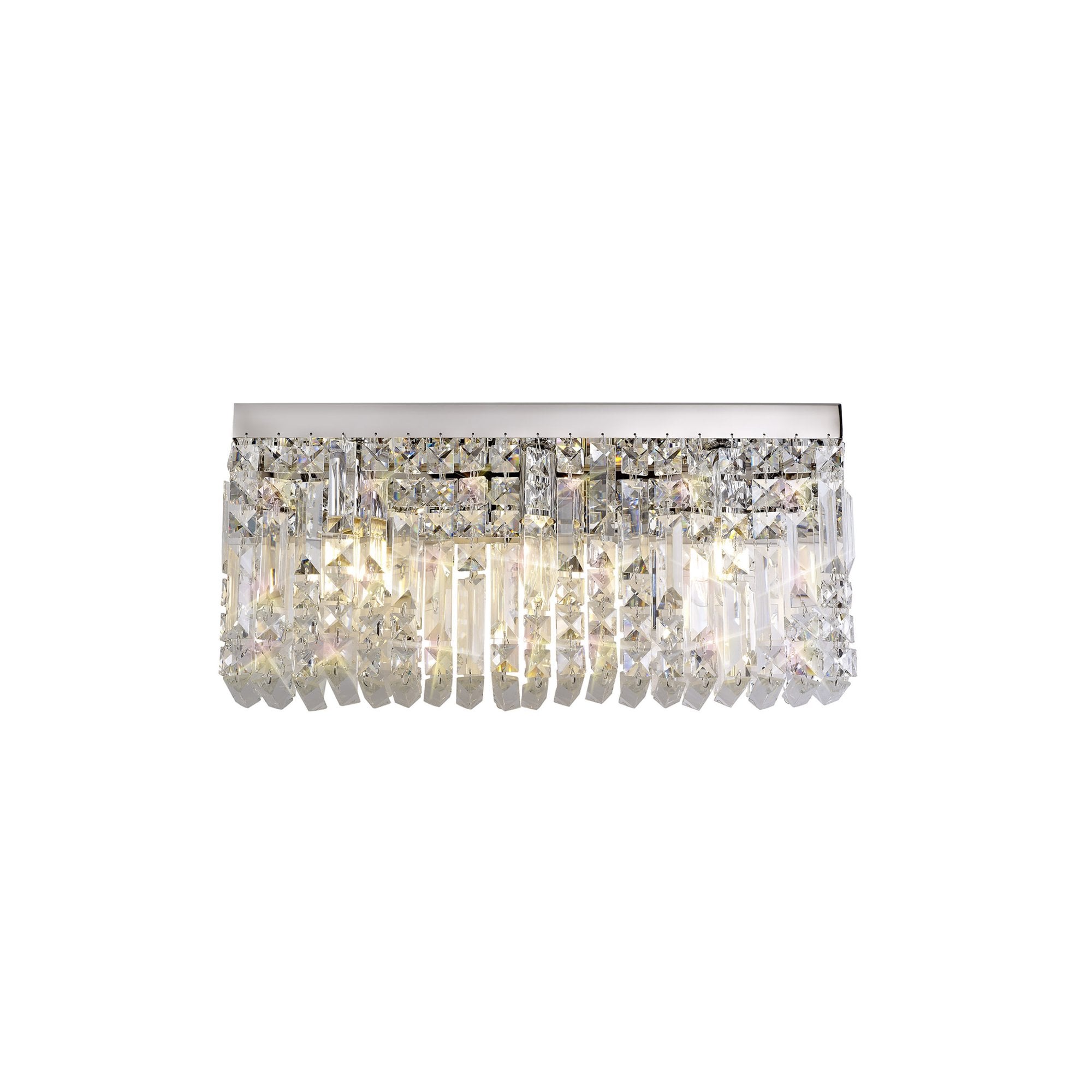 Fabula Fernbank 3 Light Large Rectangular Wall Lamp - Polished Chrome & Crystal