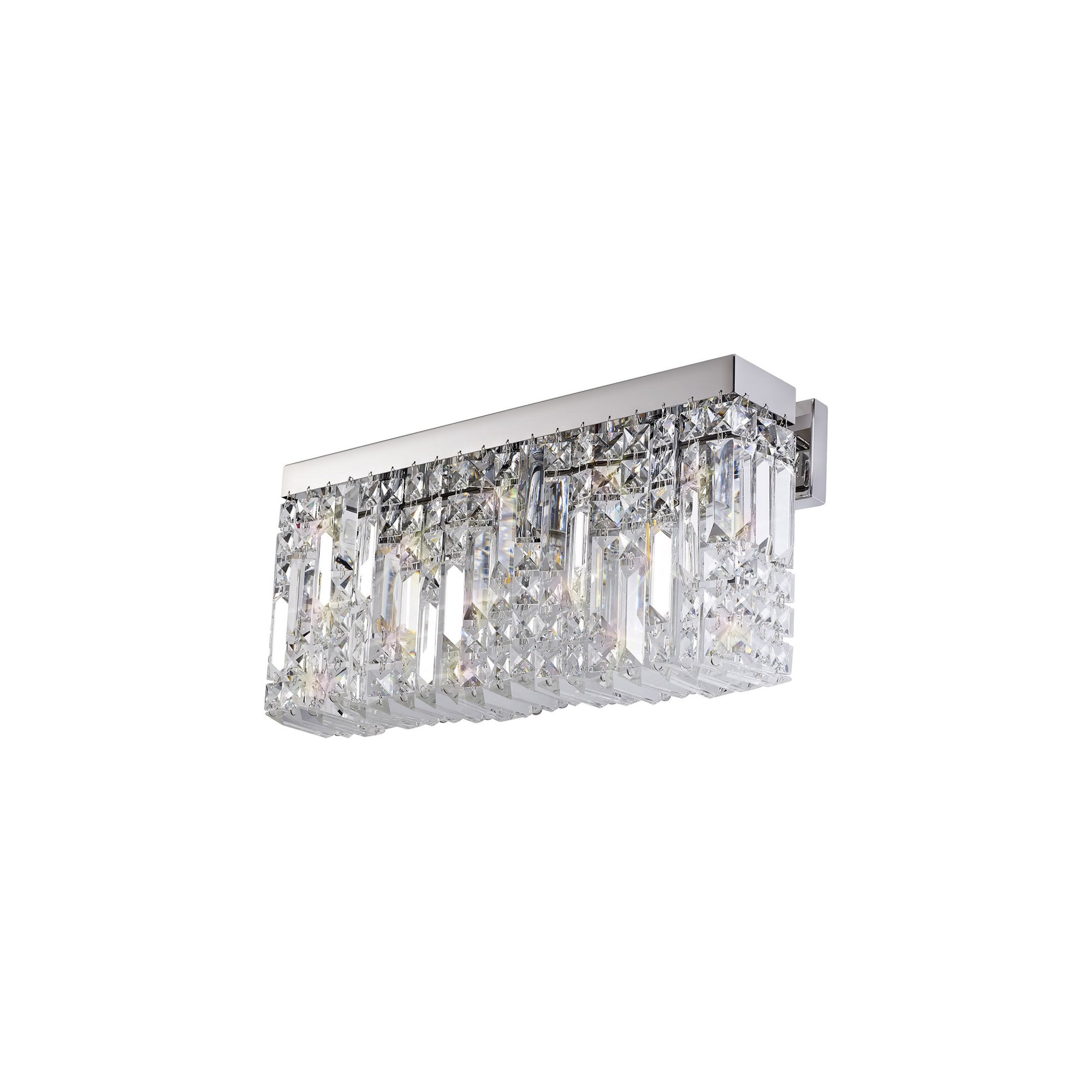 Fabula Fernbank 3 Light Large Rectangular Wall Lamp - Polished Chrome & Crystal