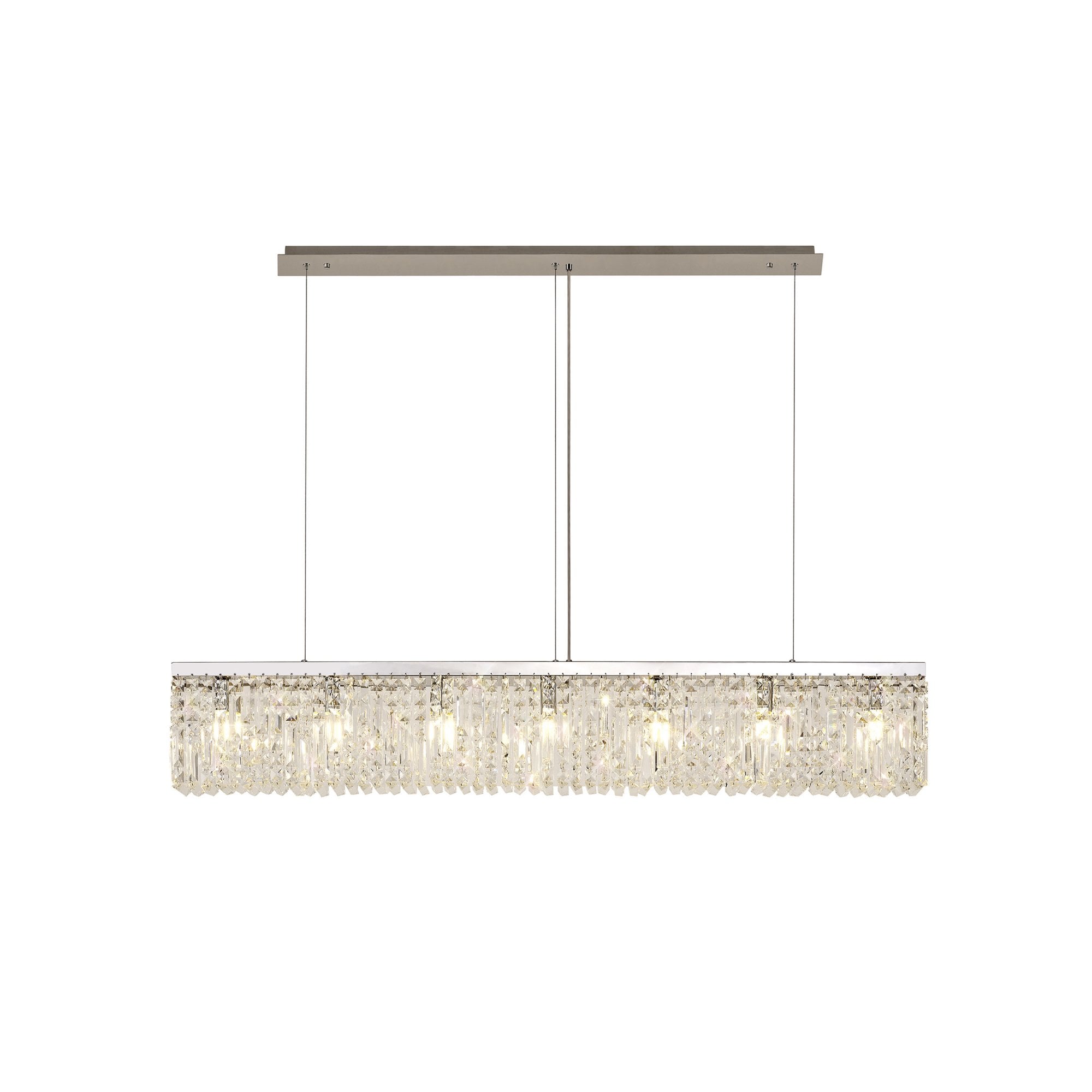 Fabula Fernbank 7 Light Linear Pendant Chandelier - Polished Chrome & Crystal