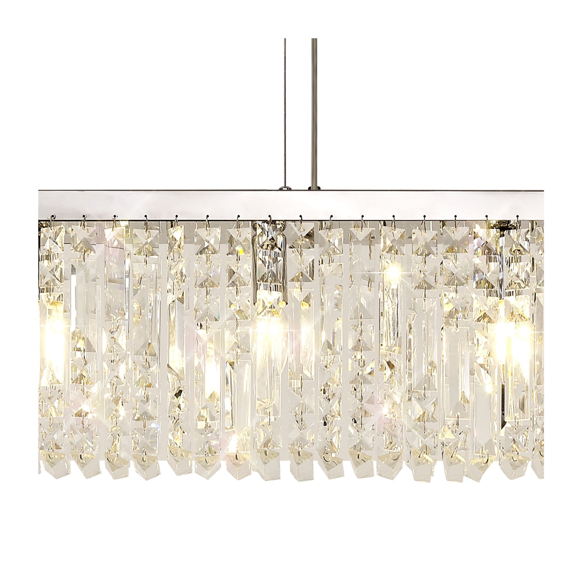 Fabula Fernbank 7 Light Linear Pendant Chandelier - Polished Chrome & Crystal