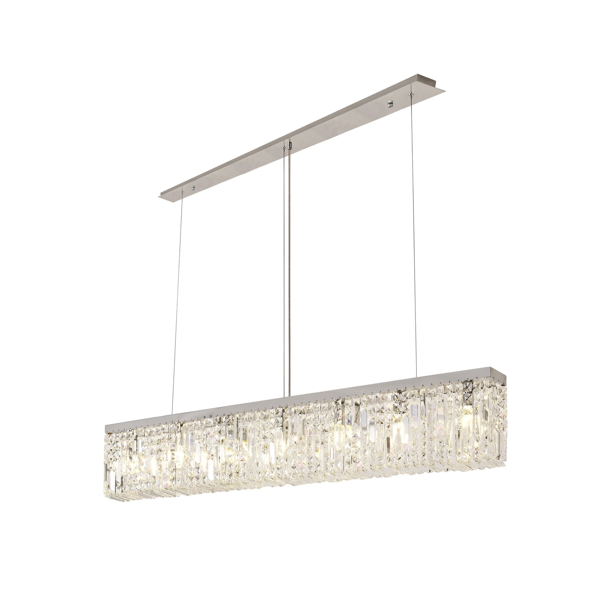 Fabula Fernbank 7 Light Linear Pendant Chandelier - Polished Chrome & Crystal