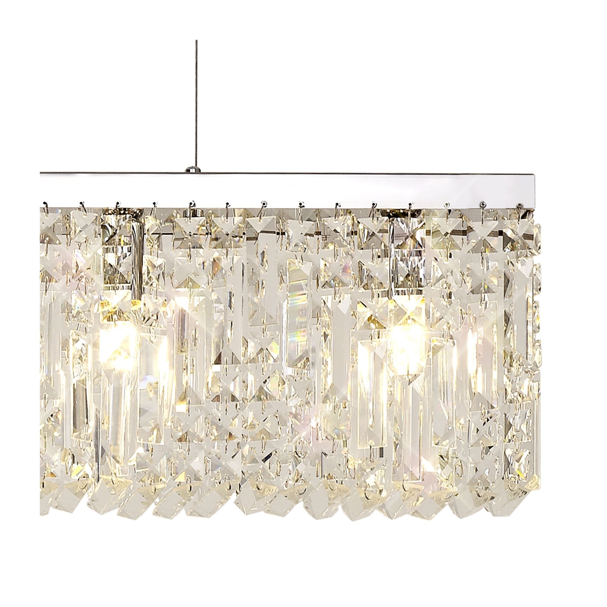 Fabula Fernbank 7 Light Linear Pendant Chandelier - Polished Chrome & Crystal
