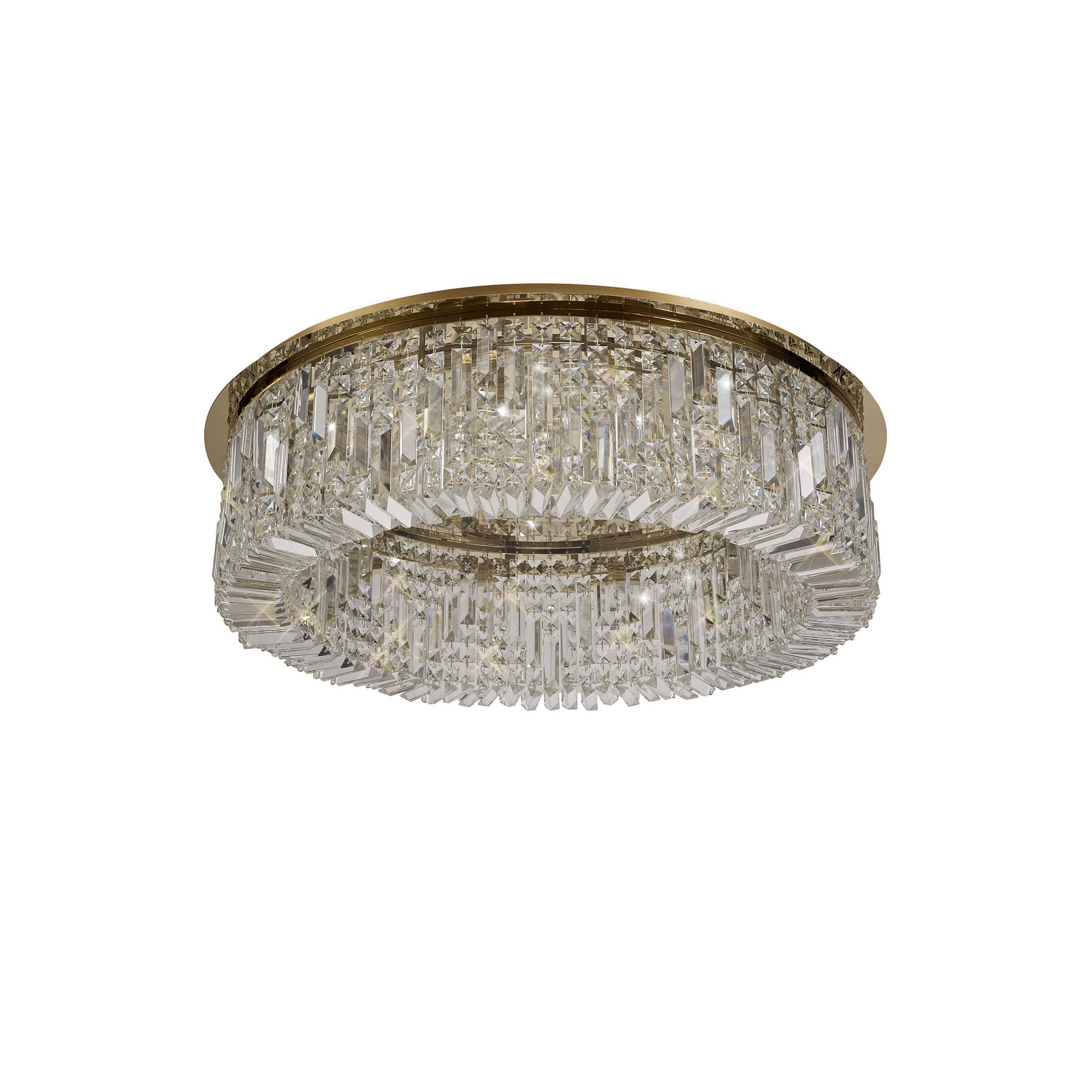 Fabula Fernbank 12 Light Round Flush Chandelier - Gold & Crystal