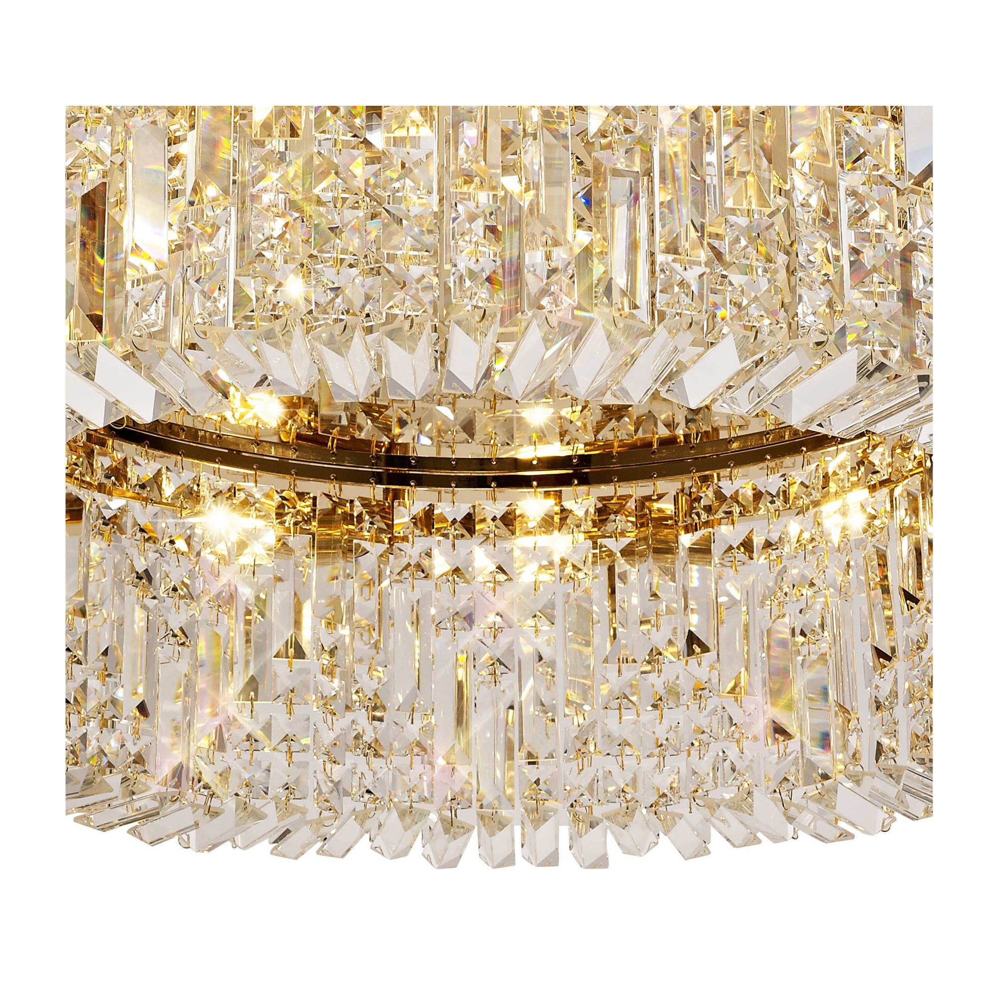 Fabula Fernbank 12 Light Round Flush Chandelier - Gold & Crystal