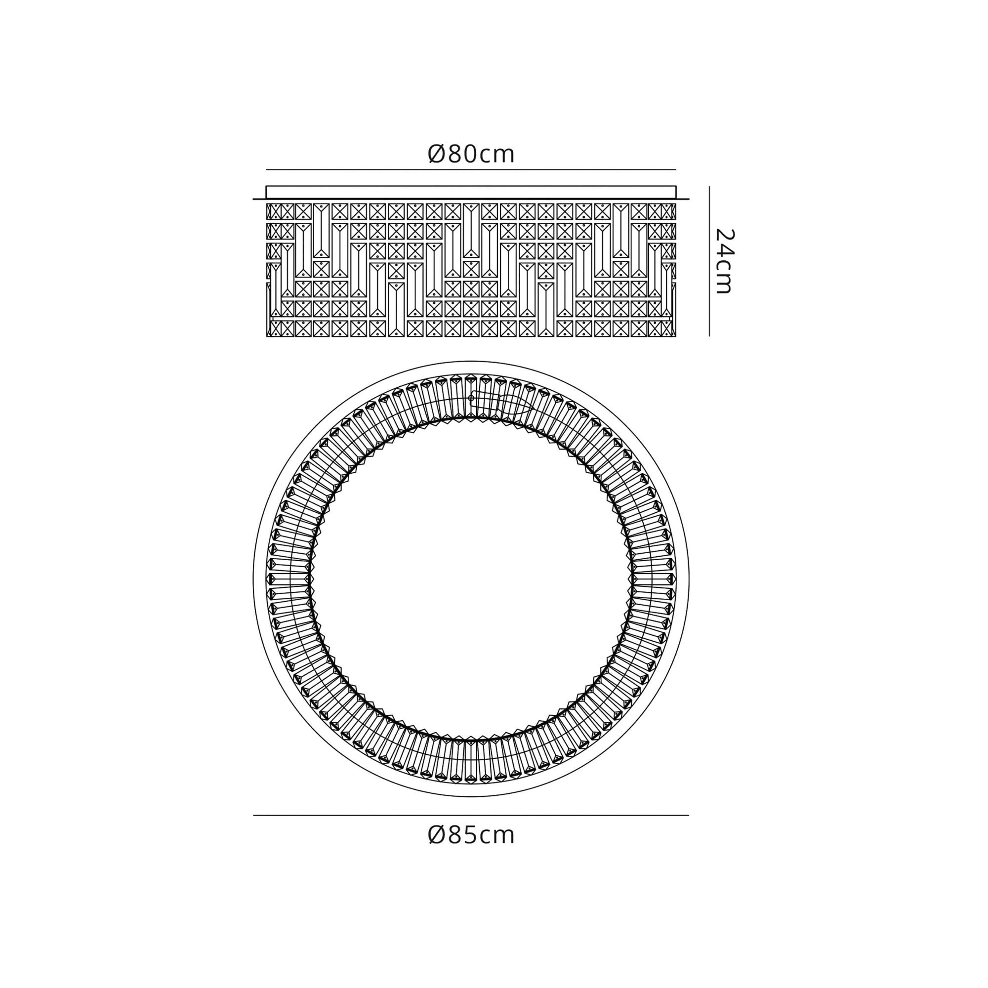 Fabula Fernbank 12 Light Round Flush Chandelier - Gold & Crystal