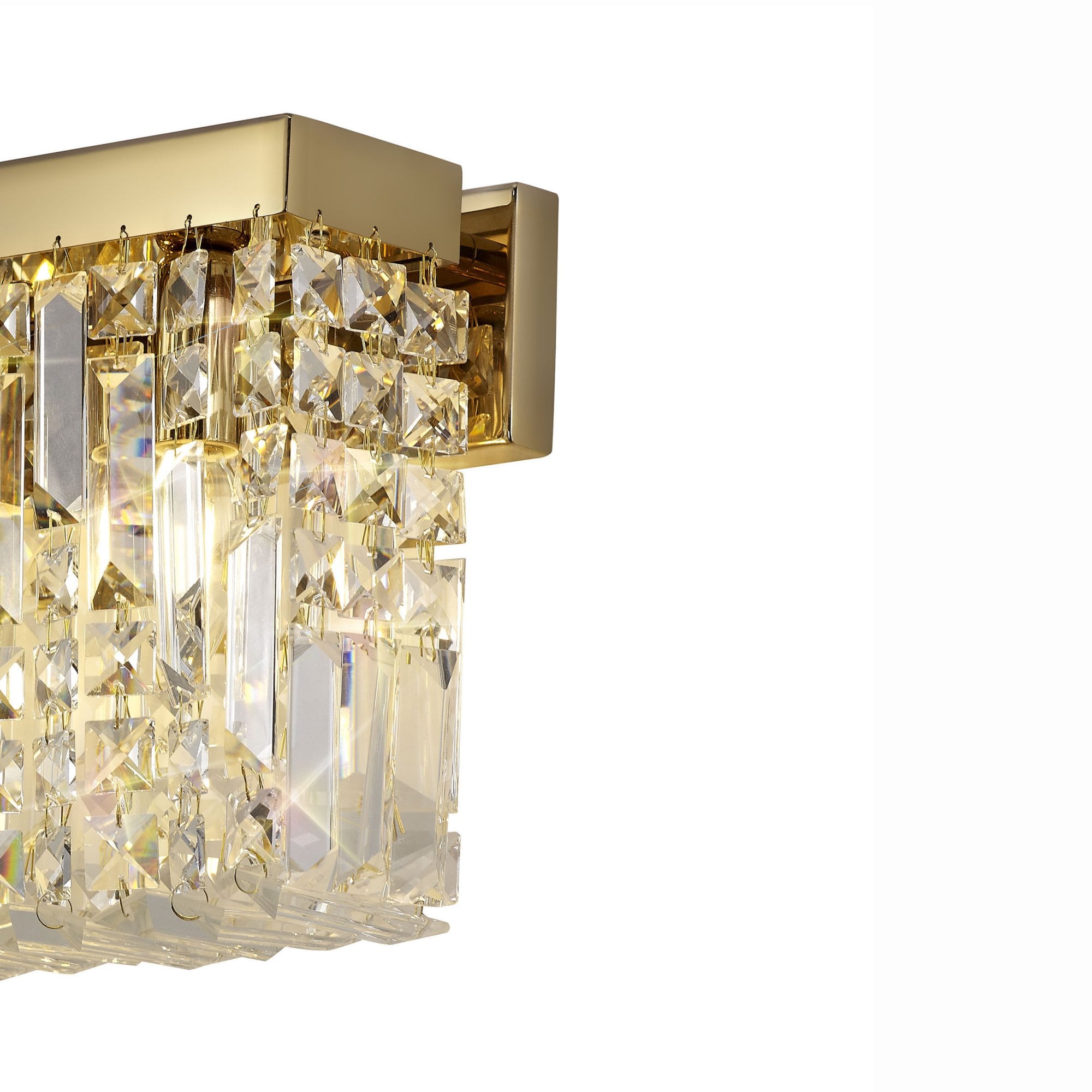 Fabula Fernbank 2 Light Small Rectangular Wall Lamp - Gold & Crystal