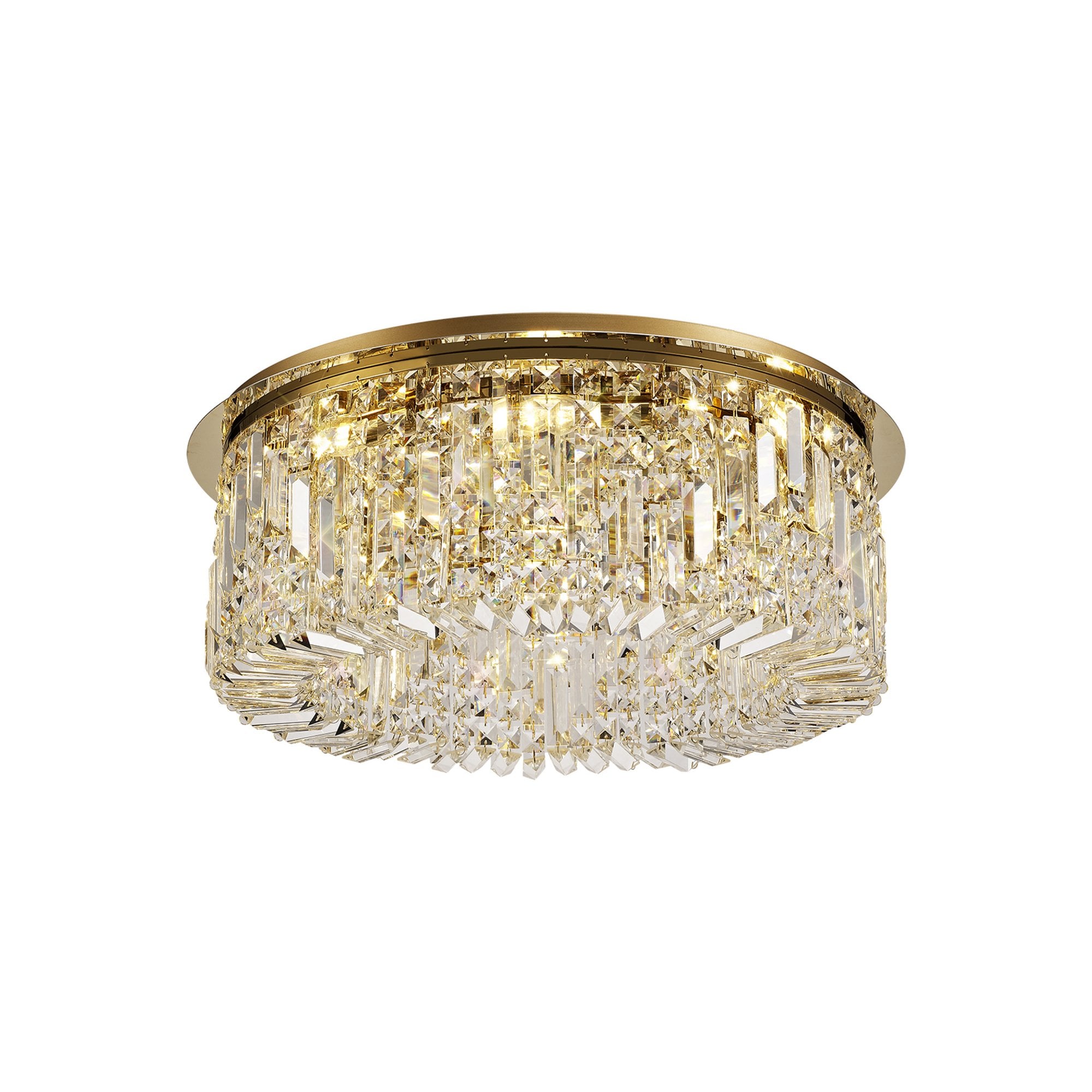 Fabula Fernbank 8 Light Round Flush Chandelier - Gold & Crystal