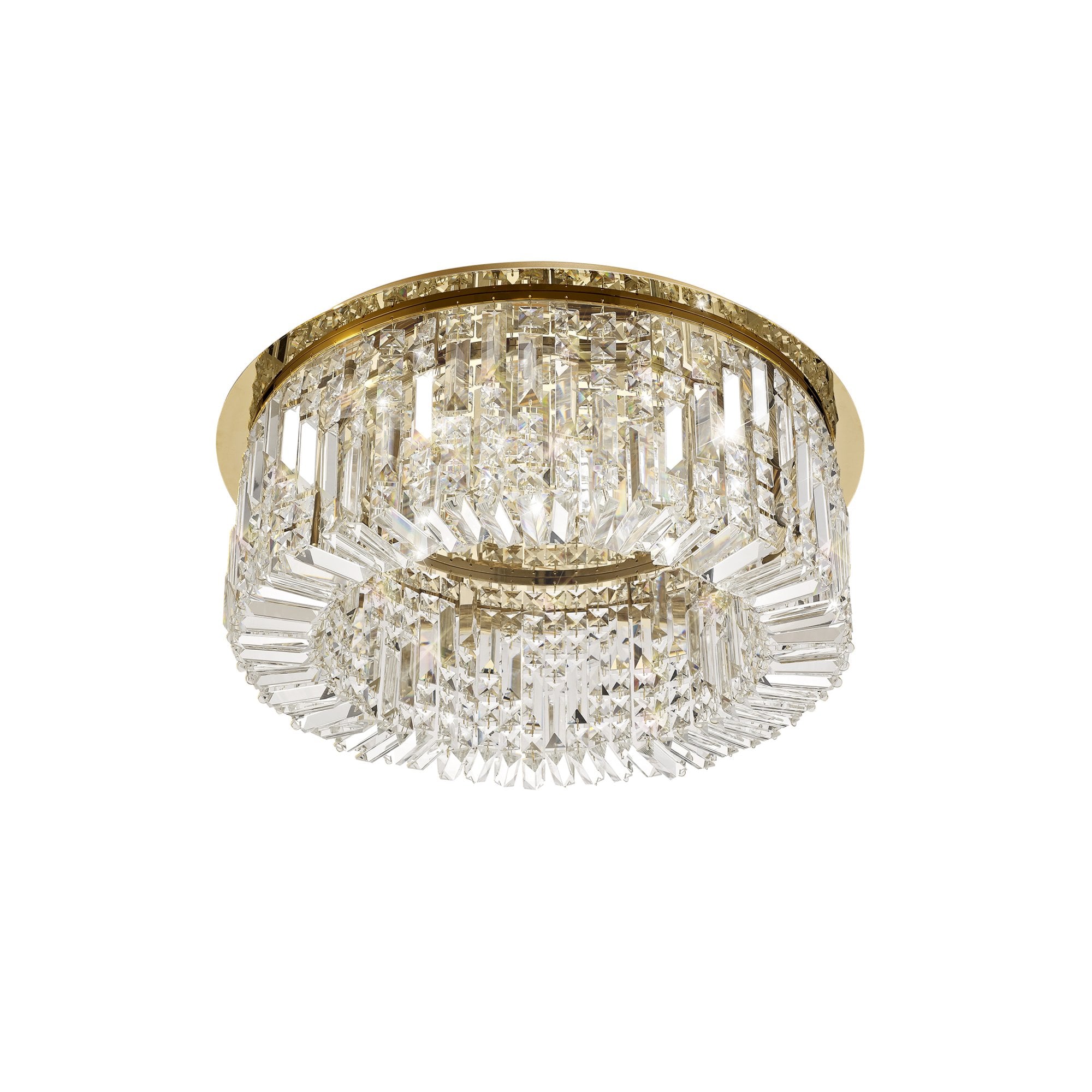 Fabula Fernbank 8 Light Round Flush Chandelier - Gold & Crystal