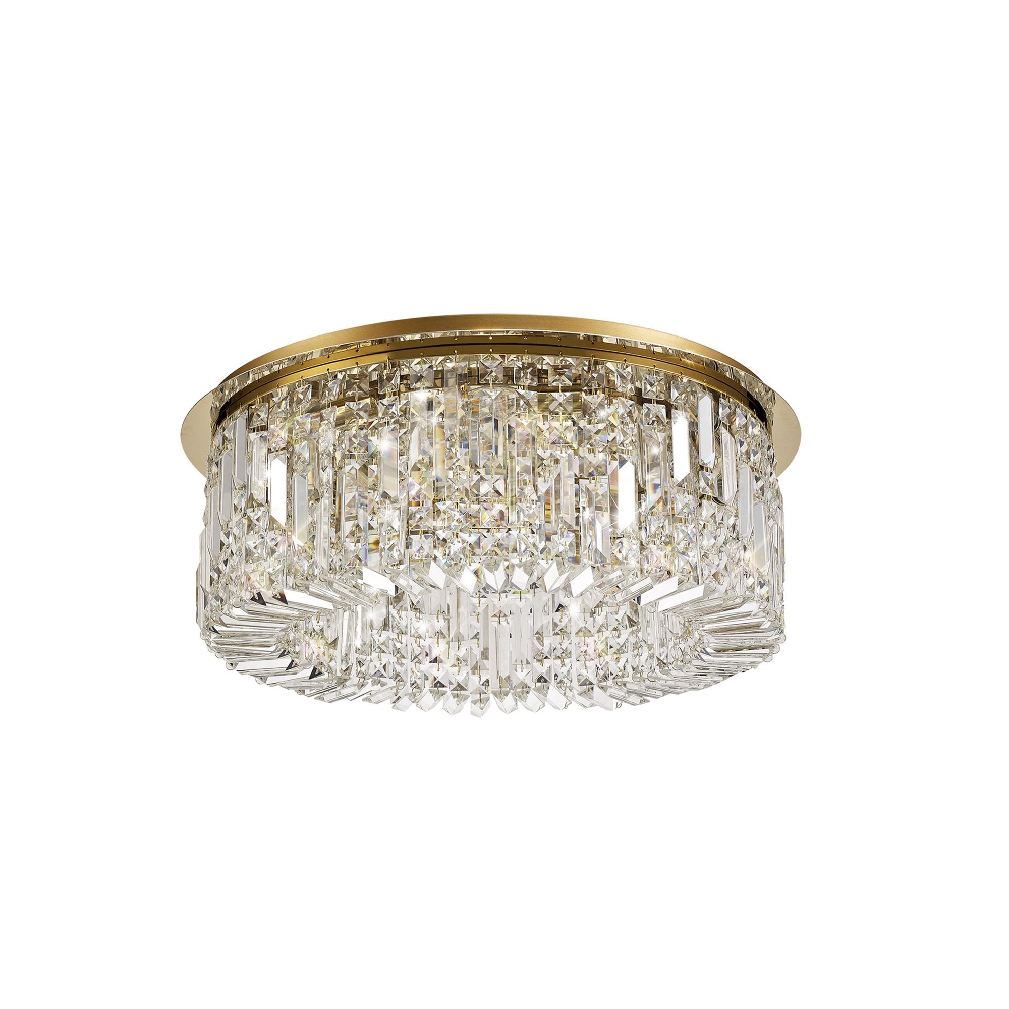 Fabula Fernbank 8 Light Round Flush Chandelier - Gold & Crystal