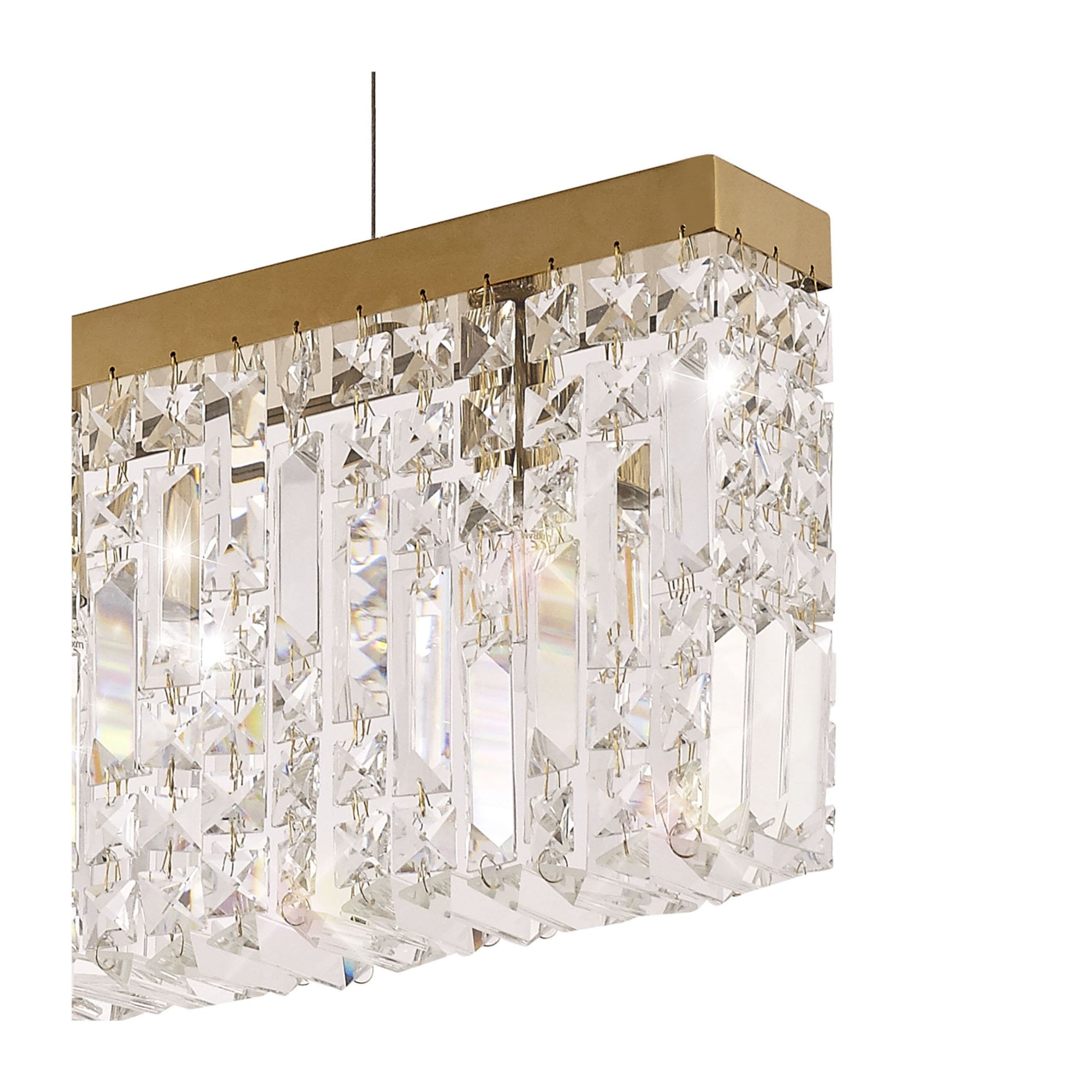 Fabula Fernbank 5 Light Linear Pendant Chandelier - Gold & Crystal