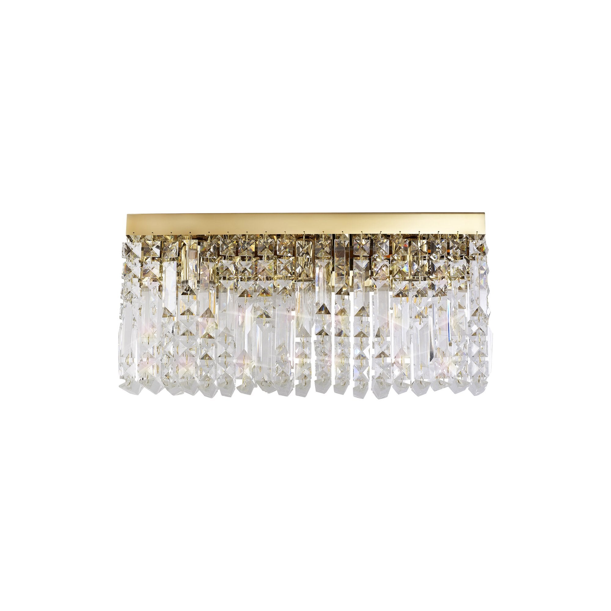 Fabula Fernbank 3 Light Large Rectangular Wall Lamp - Gold & Crystal