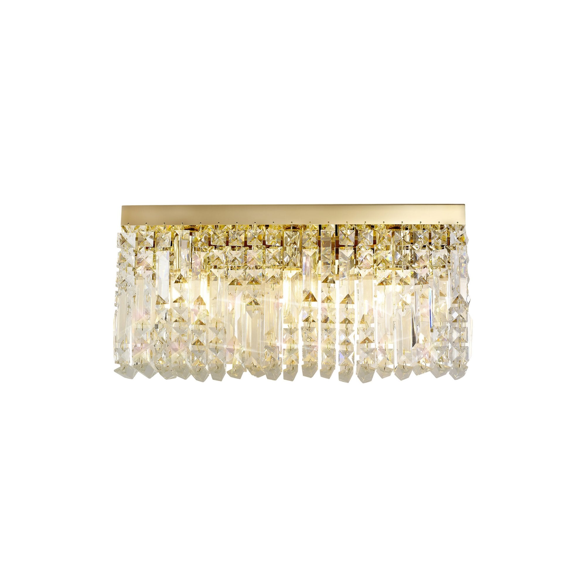 Fabula Fernbank 3 Light Large Rectangular Wall Lamp - Gold & Crystal