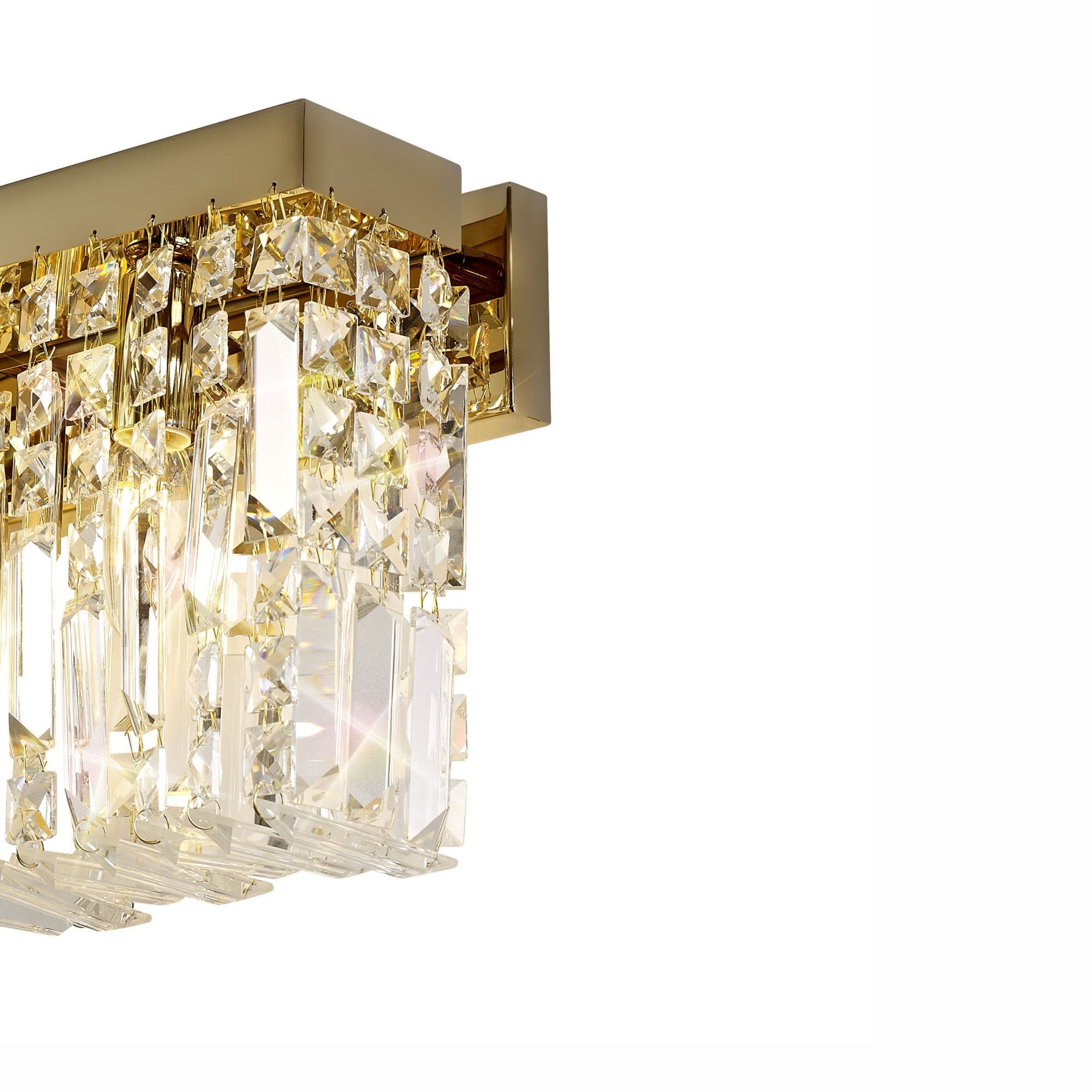 Fabula Fernbank 3 Light Large Rectangular Wall Lamp - Gold & Crystal