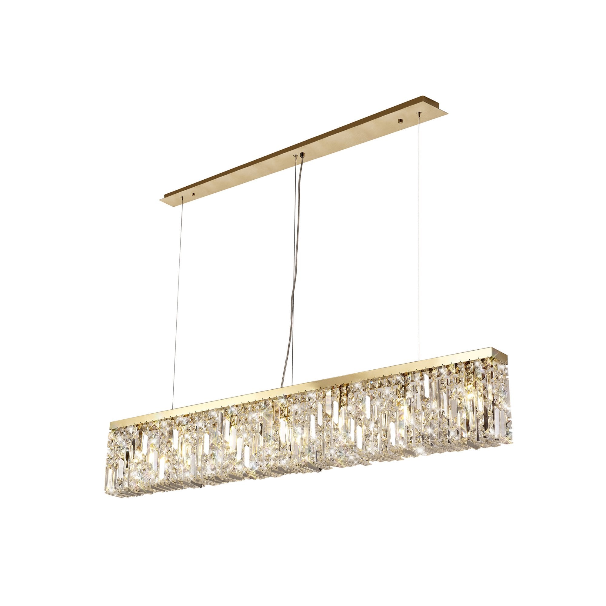 Fabula Fernbank 7 Light Linear Pendant Chandelier - Gold & Crystal