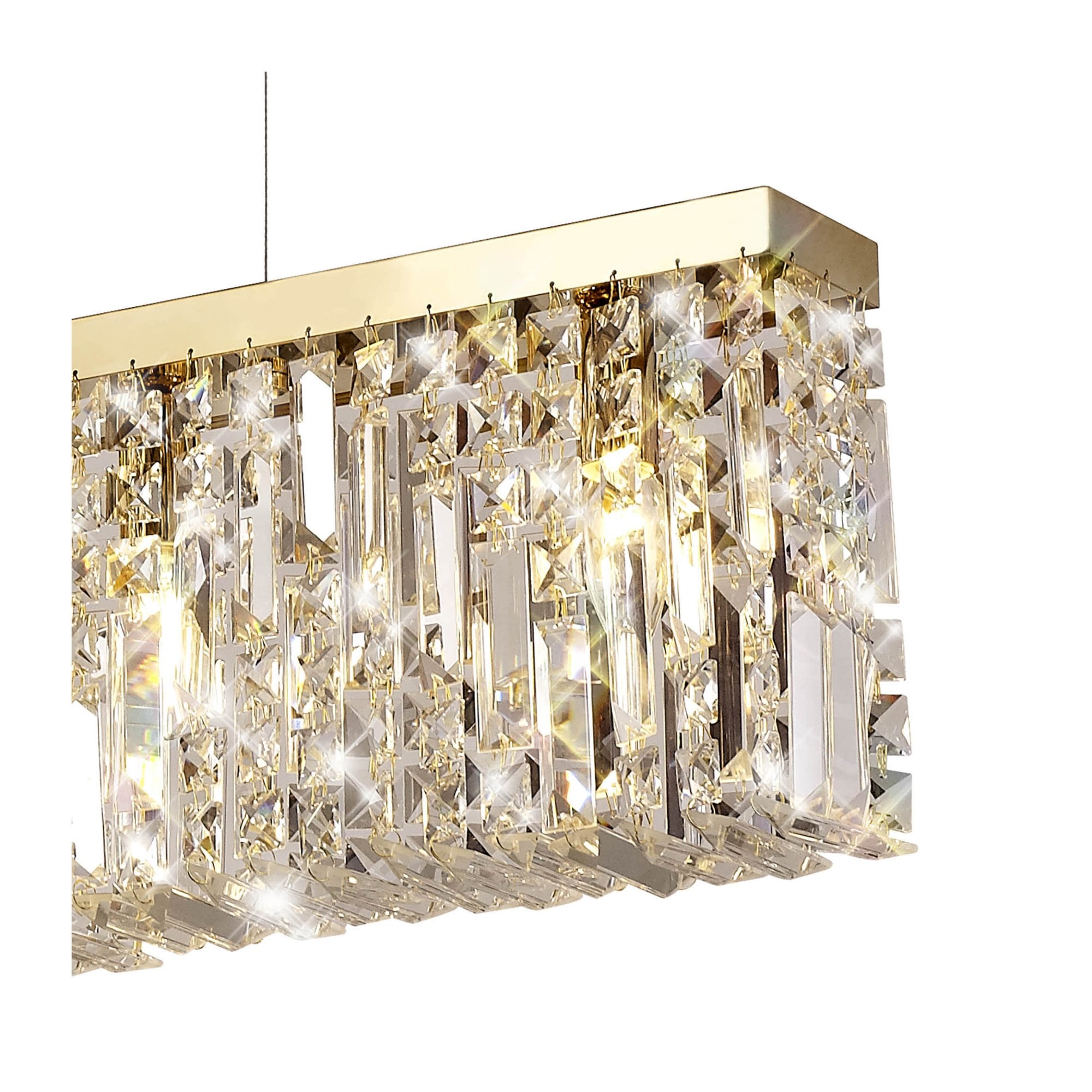 Fabula Fernbank 7 Light Linear Pendant Chandelier - Gold & Crystal