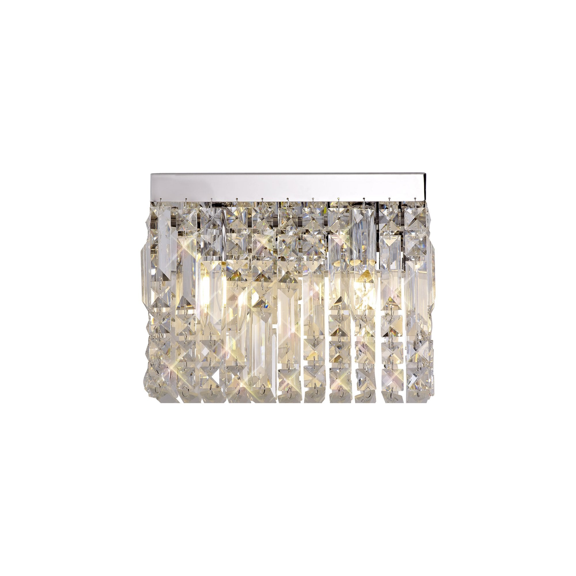 Fabula Fernbank 2 Light Small Rectangular Wall Lamp - Polished Chrome & Crystal