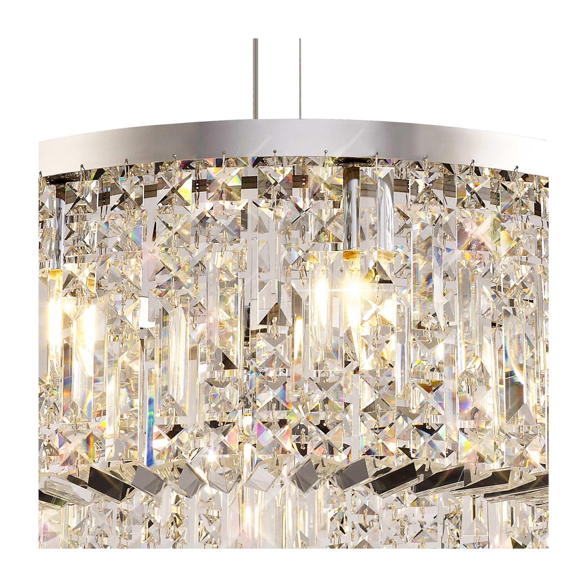 Fabula Fernbank 8 Light Round Pendant Chandelier - Polished Chrome & Crystal