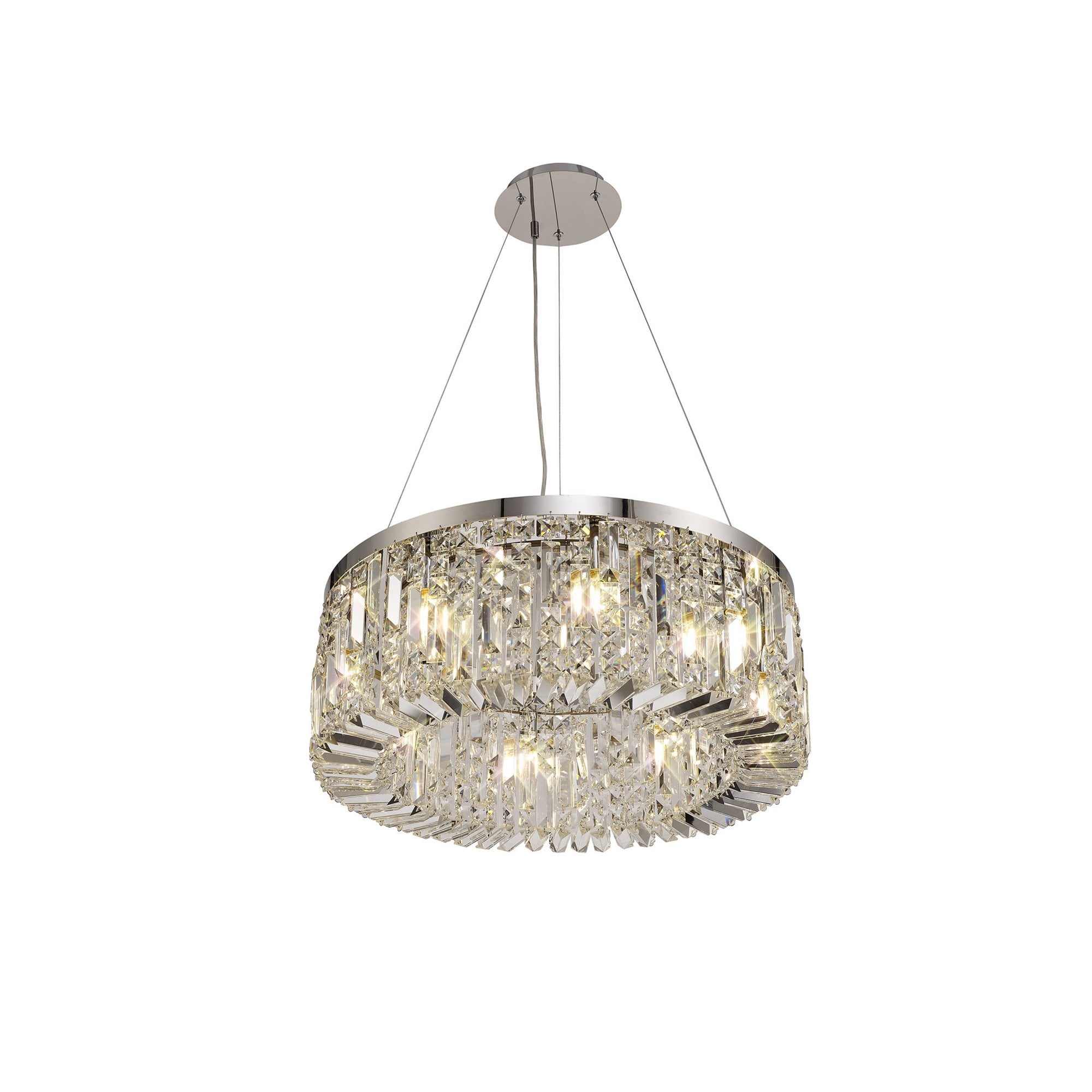 Fabula Fernbank 8 Light Round Pendant Chandelier - Polished Chrome & Crystal