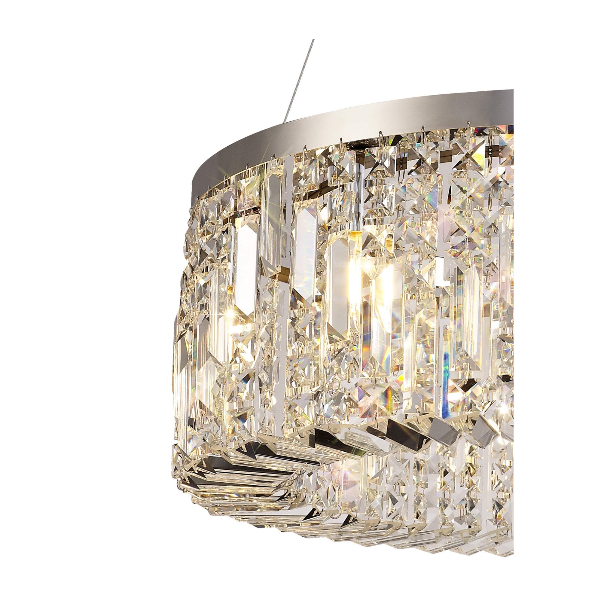 Fabula Fernbank 8 Light Round Pendant Chandelier - Polished Chrome & Crystal