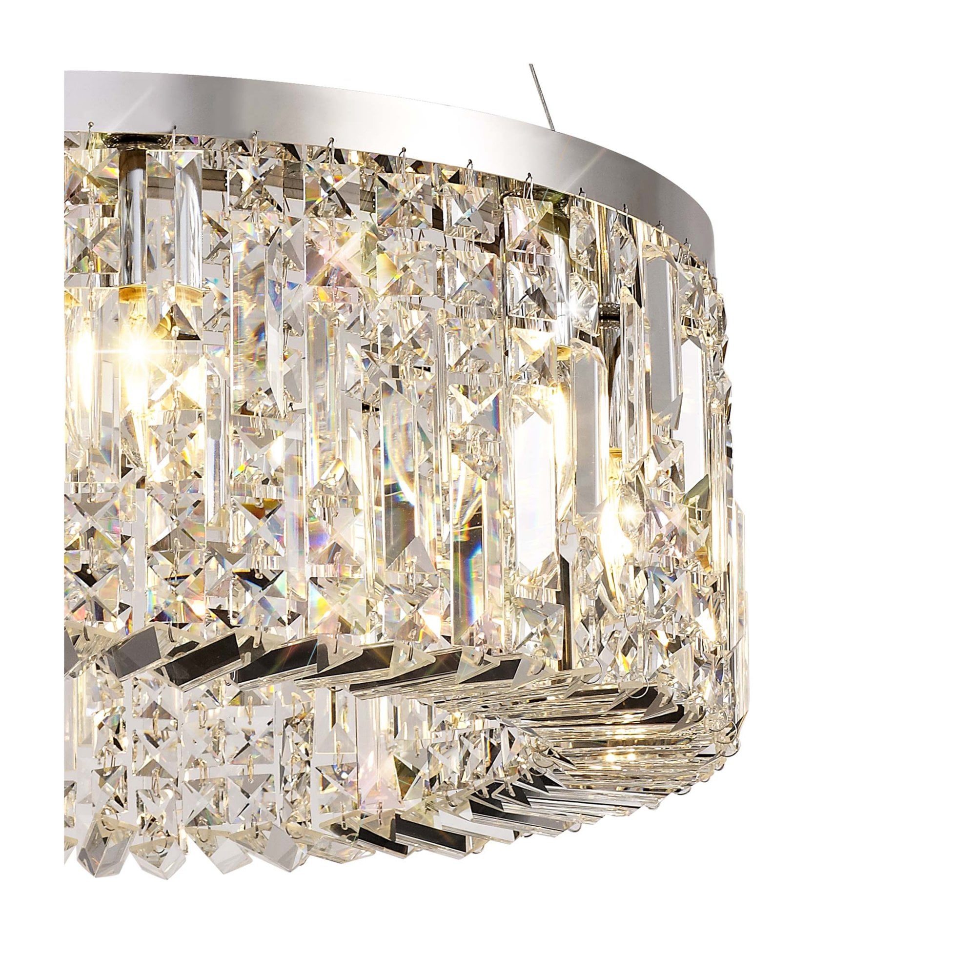 Fabula Fernbank 8 Light Round Pendant Chandelier - Polished Chrome & Crystal