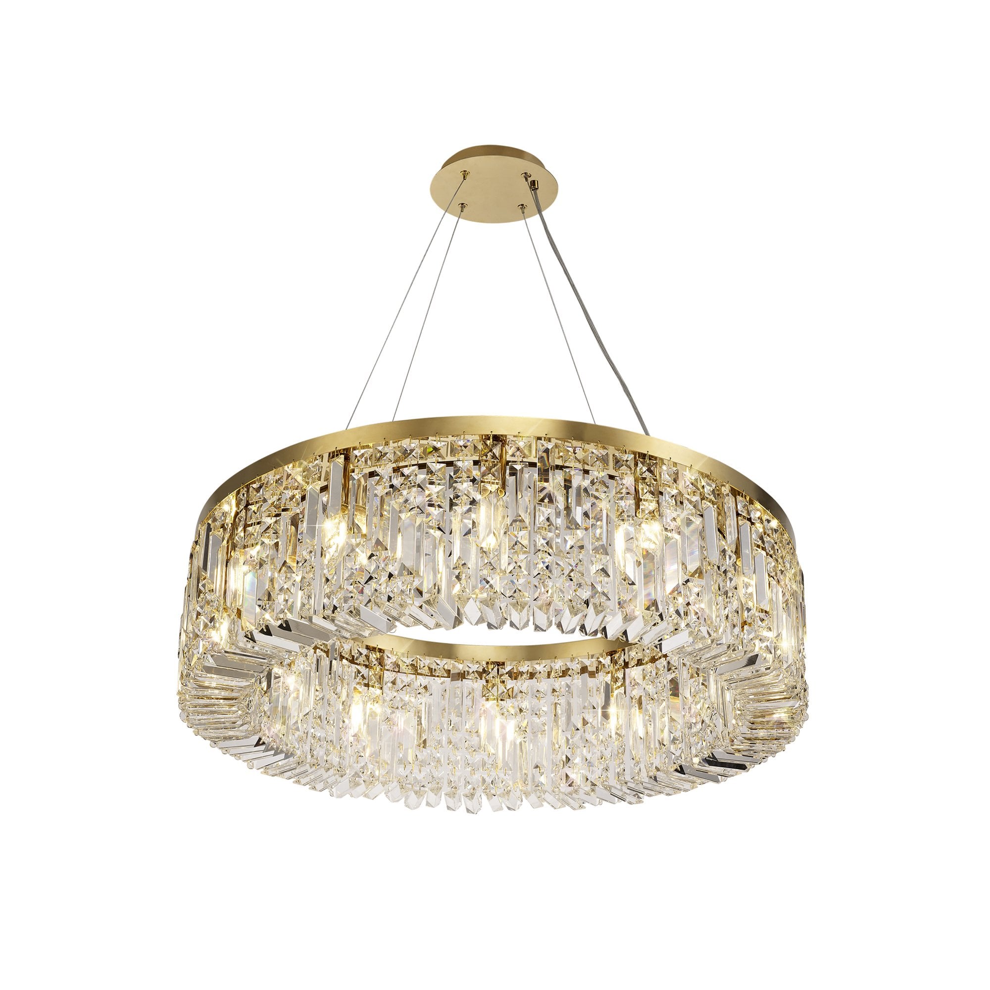 Fabula Fernbank 12 Light Round Pendant Chandelier - Gold & Crystal