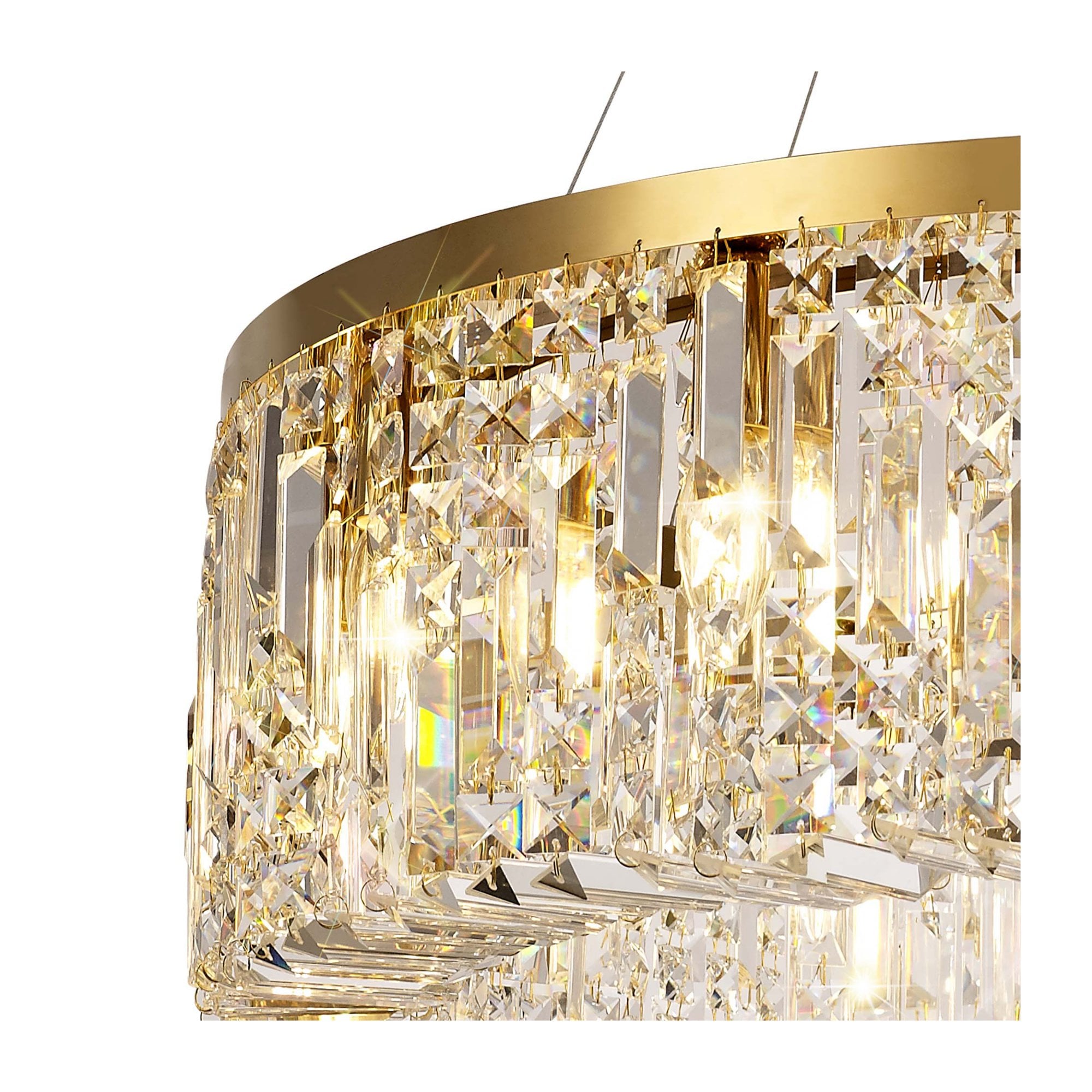 Fabula Fernbank 12 Light Round Pendant Chandelier - Gold & Crystal
