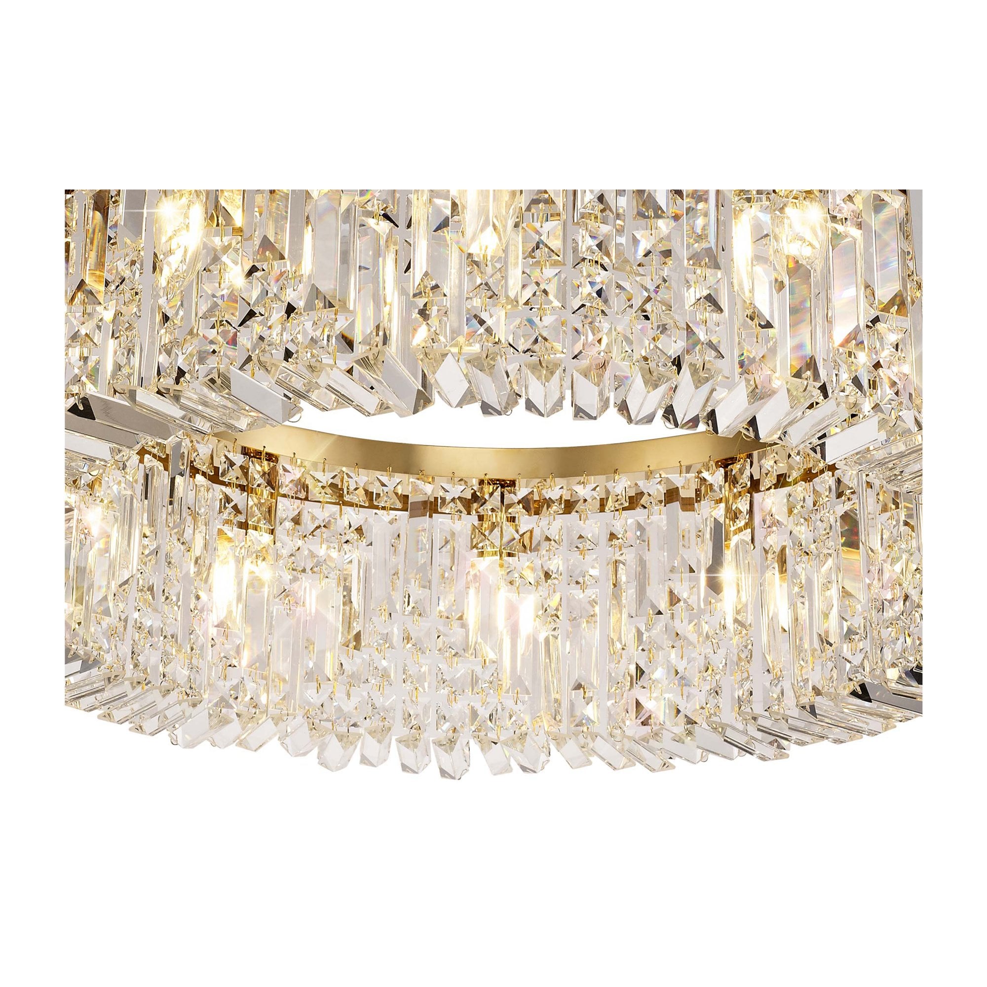 Fabula Fernbank 12 Light Round Pendant Chandelier - Gold & Crystal