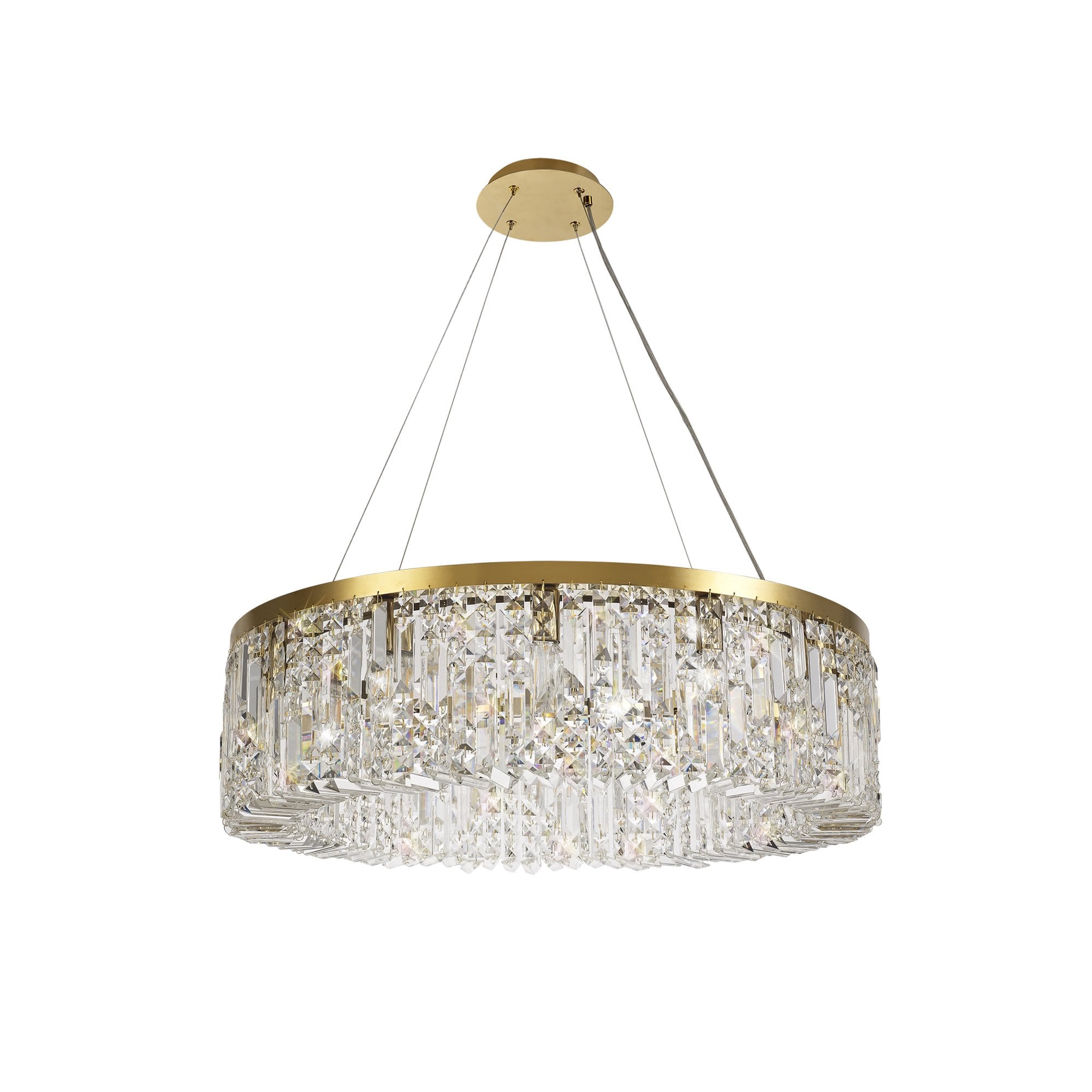 Fabula Fernbank 12 Light Round Pendant Chandelier - Gold & Crystal
