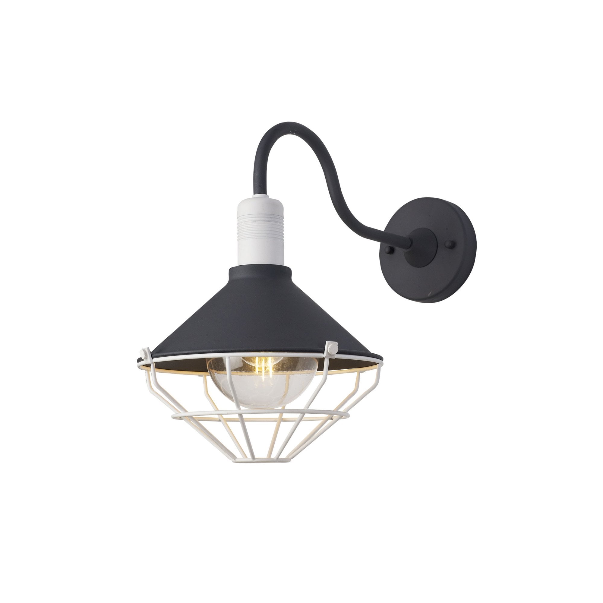 Fabula Maybury Single Curved Arm Wall Lamp - Anthracite & Matt White - IP65