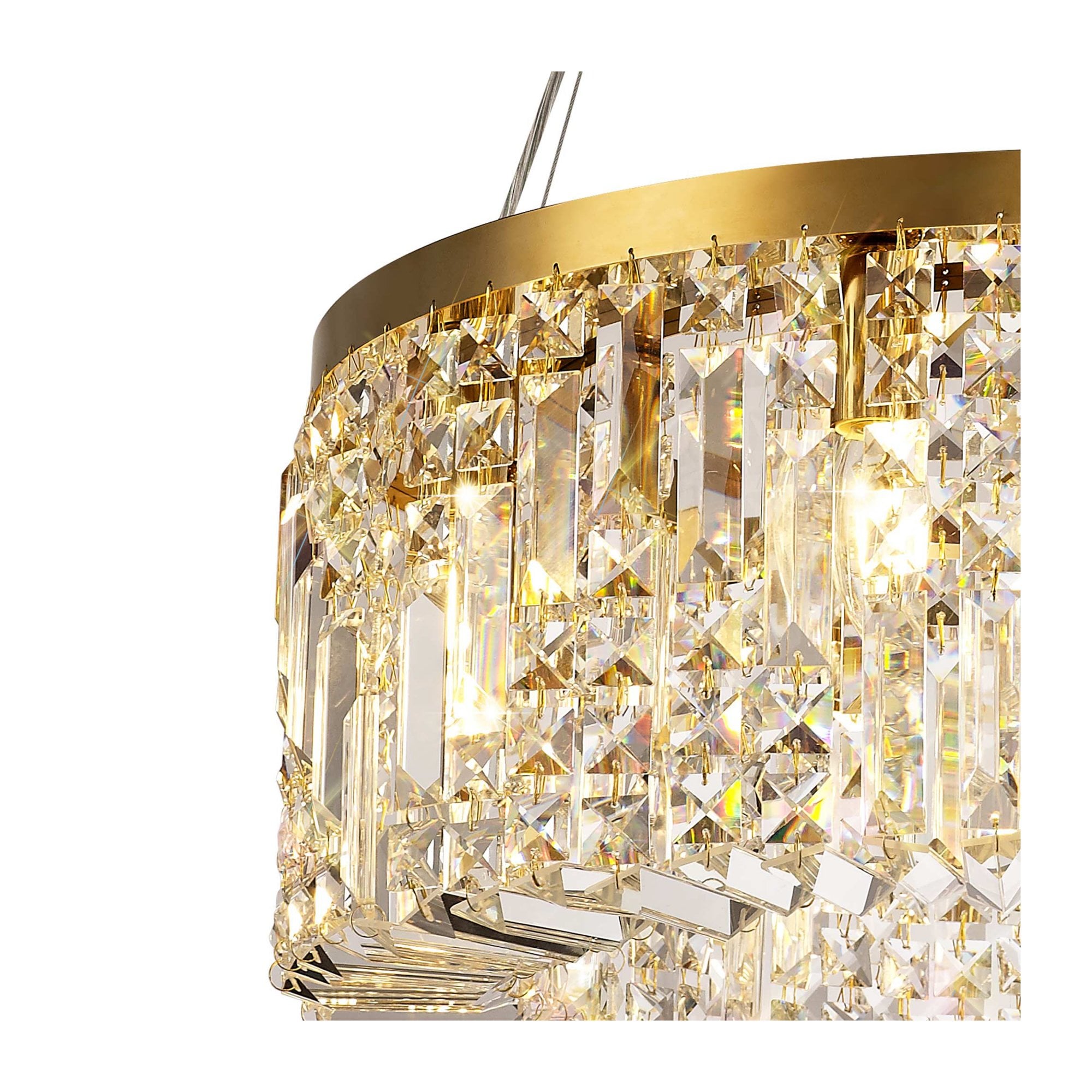 Fabula Fernbank 8 Light Round Pendant Chandelier - Gold & Crystal