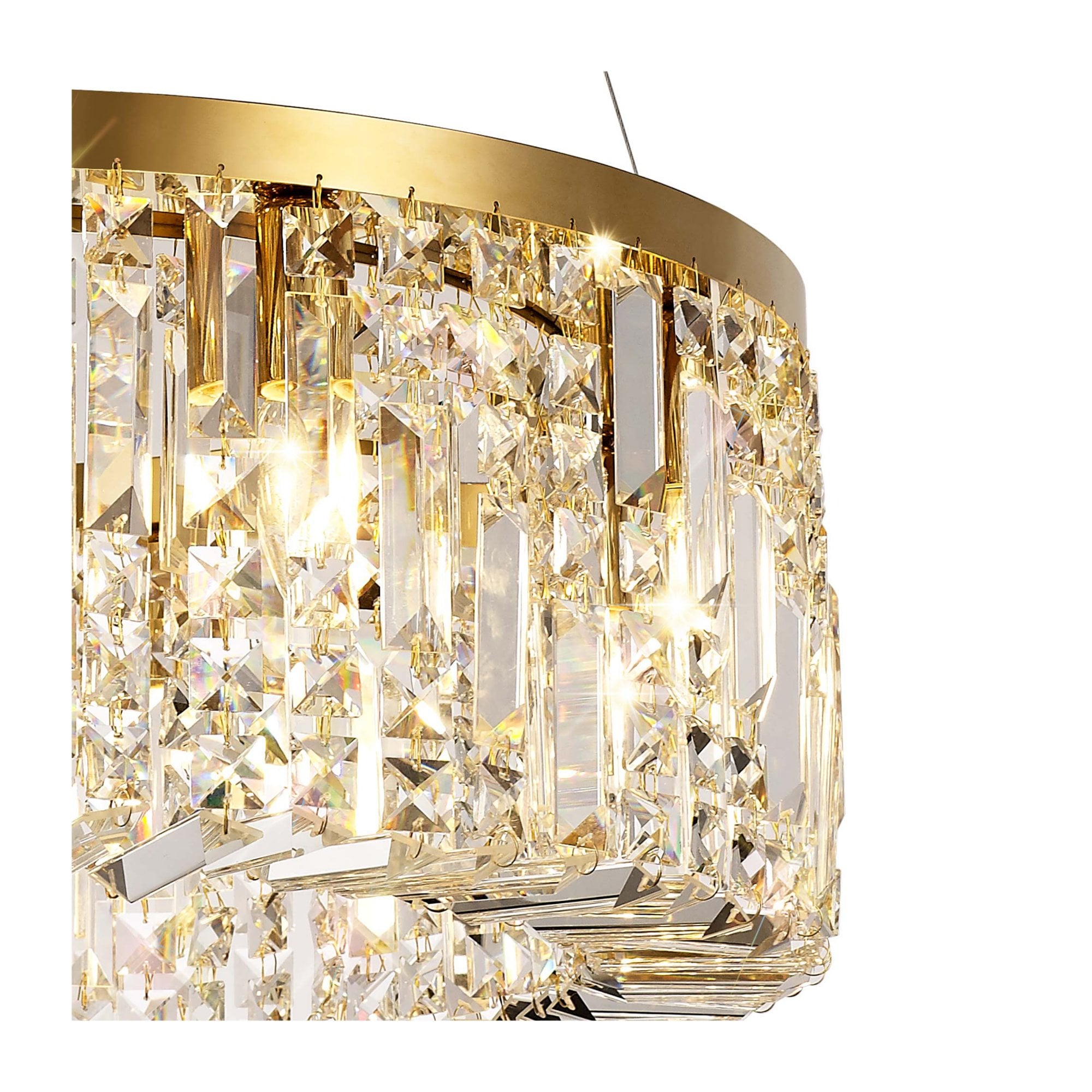 Fabula Fernbank 8 Light Round Pendant Chandelier - Gold & Crystal