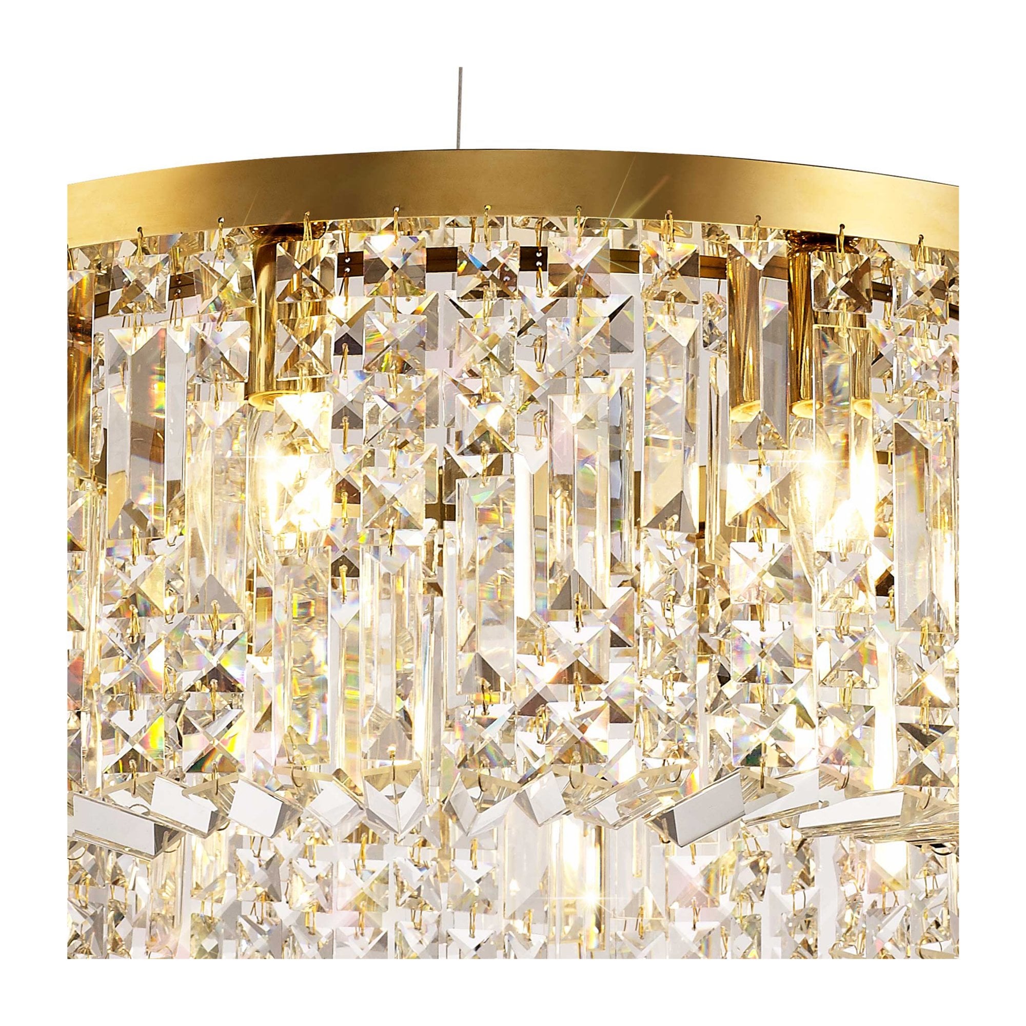 Fabula Fernbank 8 Light Round Pendant Chandelier - Gold & Crystal