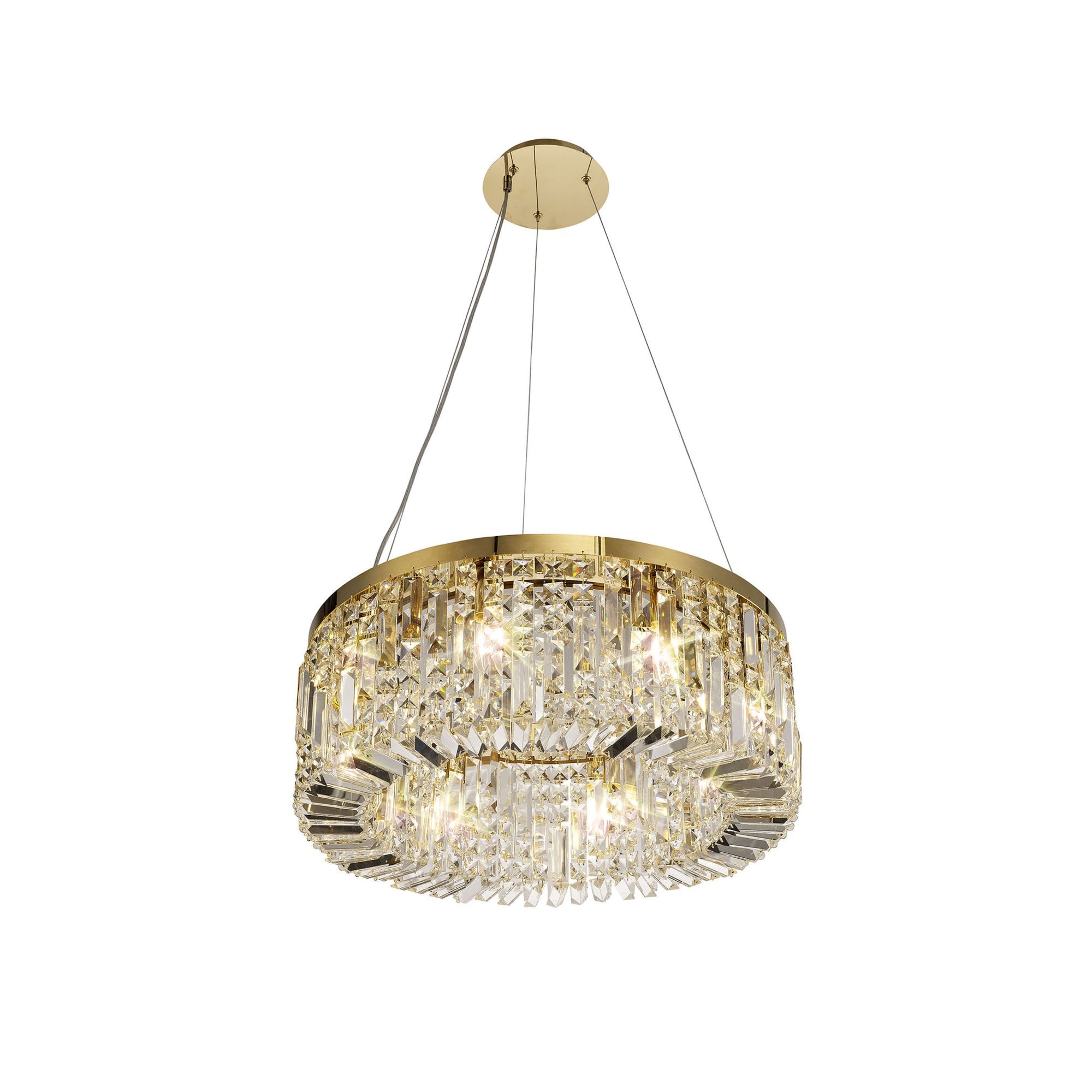 Fabula Fernbank 8 Light Round Pendant Chandelier - Gold & Crystal