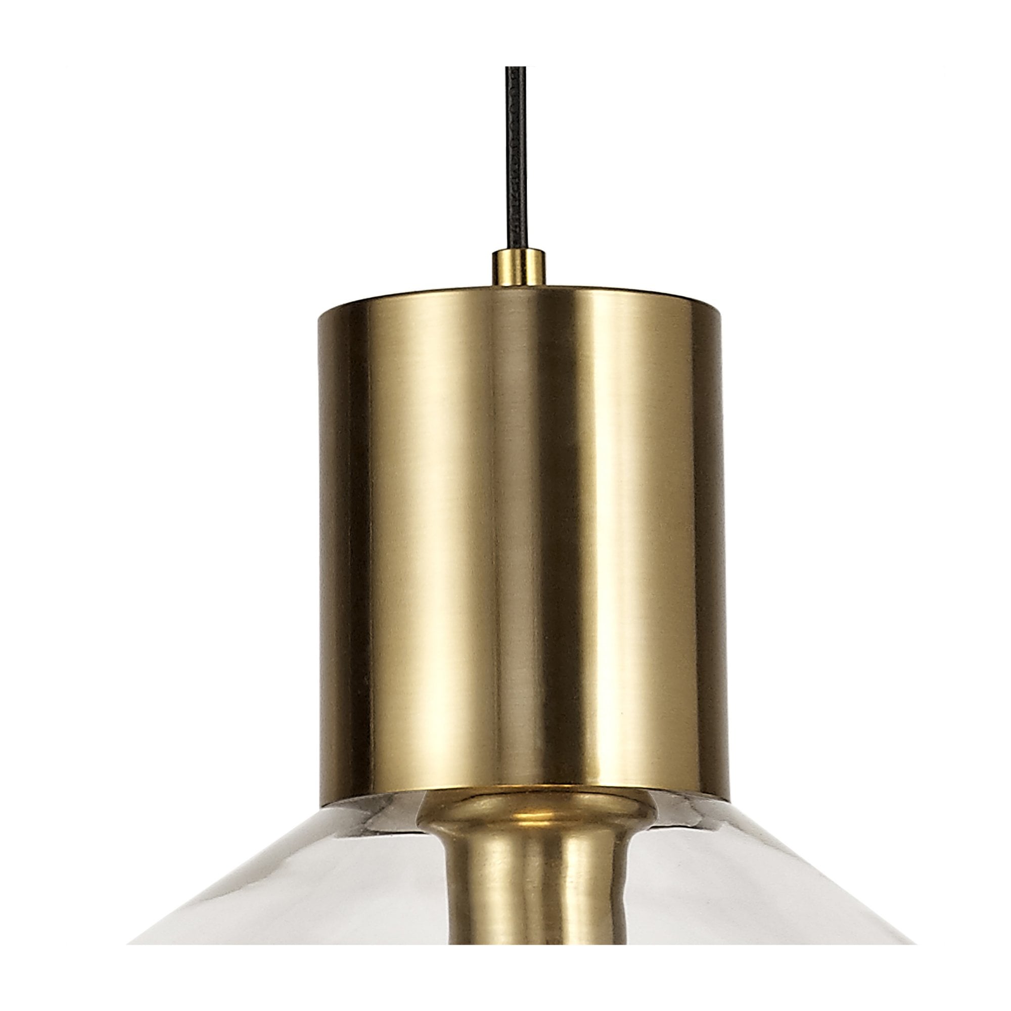 Fabula Maple Wide Pendant - Aged Brass & Clear Glass