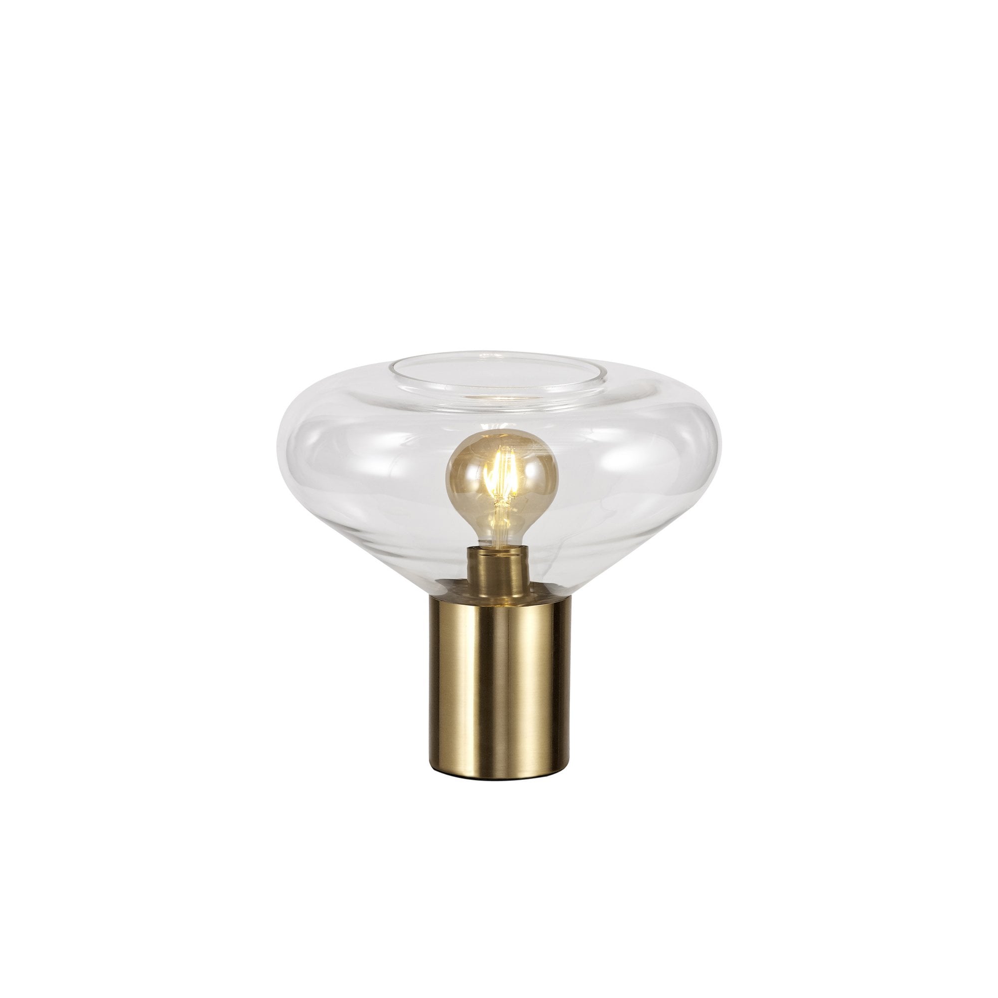 Fabula Maple Wide Table Lamp - Aged Brass & Clear Glass