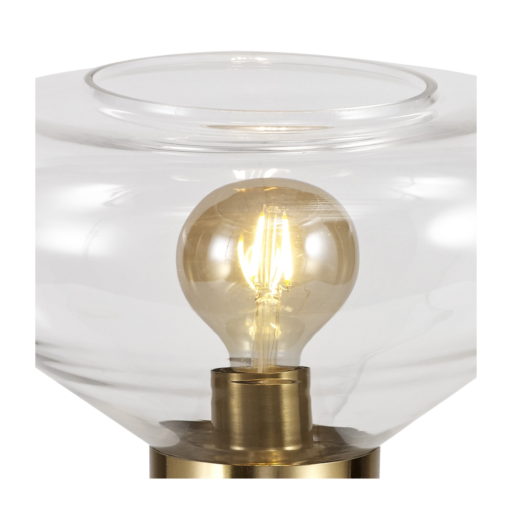 Fabula Maple Wide Table Lamp - Aged Brass & Clear Glass