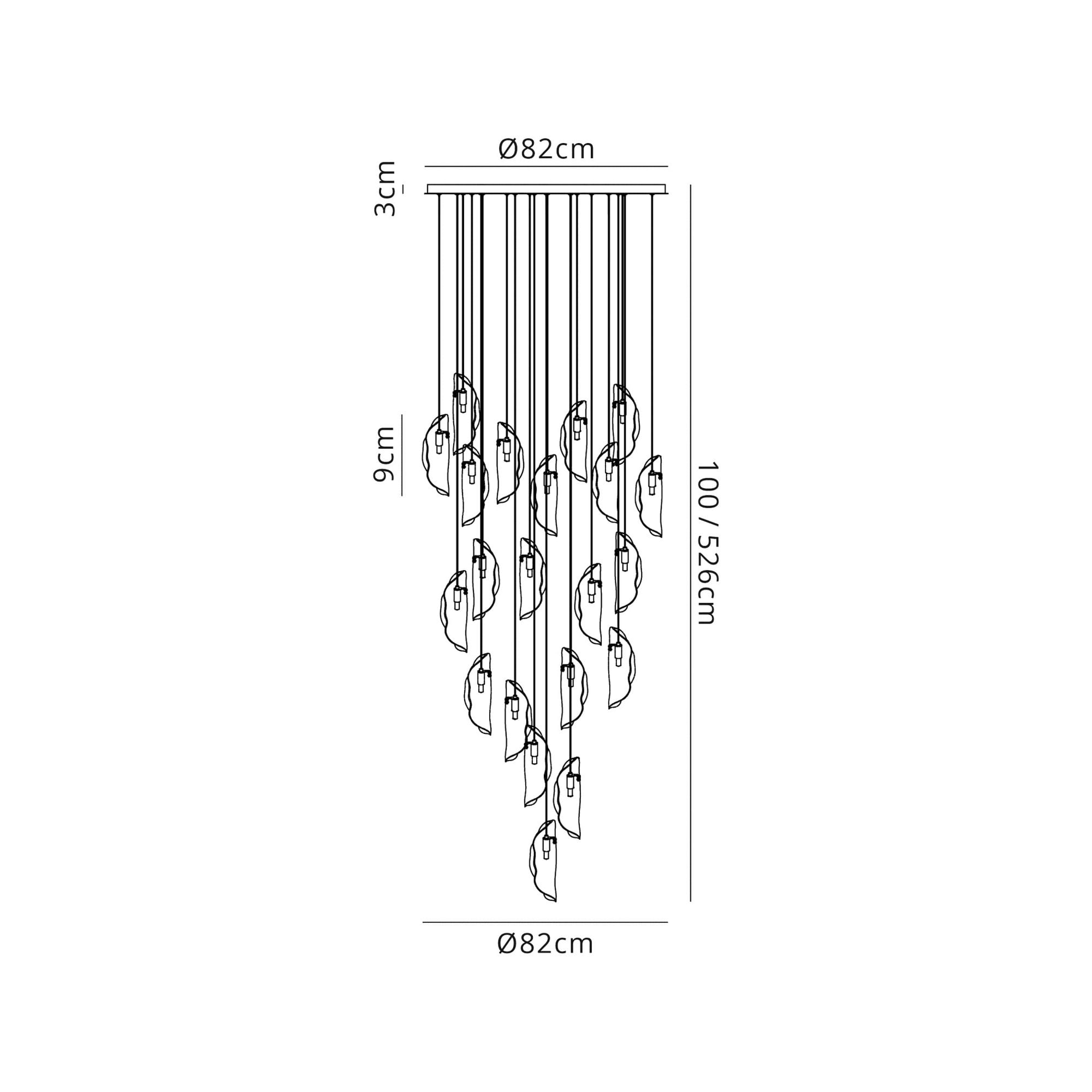 Fabula Chandos 21 Light Pendant - Polished Chrome, Clear, Amber & Smoked Glass