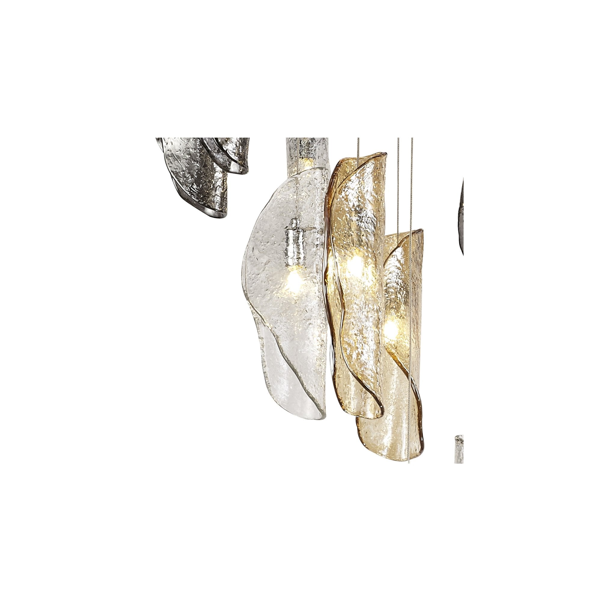 Fabula Chandos 21 Light Pendant - Polished Chrome, Clear, Amber & Smoked Glass