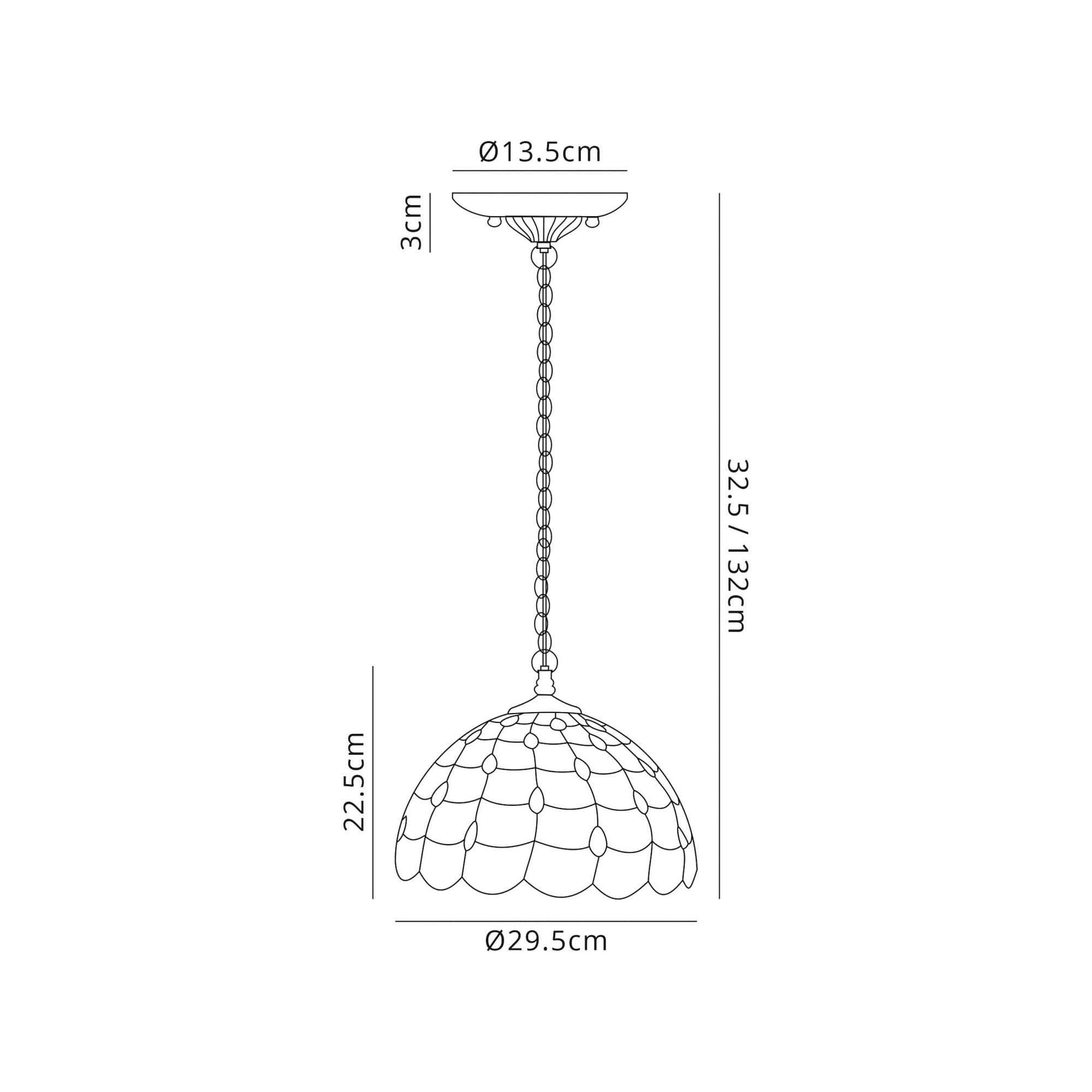 Fabula Crescent Single Downlighter Pendant - 30cm Tiffany Shade - Beige