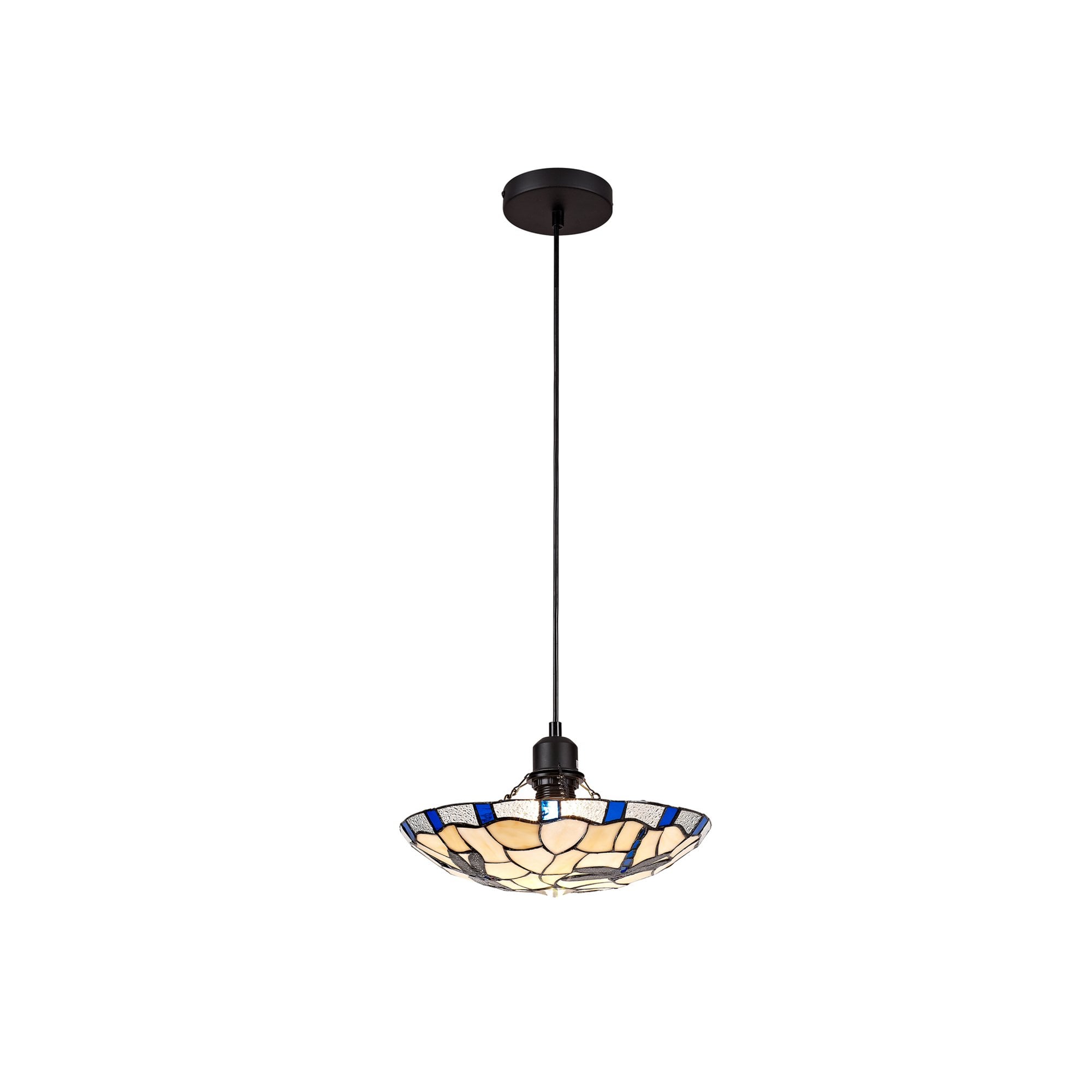 Fabula Mannock Single Pendant - 35cm Tiffany Shade - Red & Cream