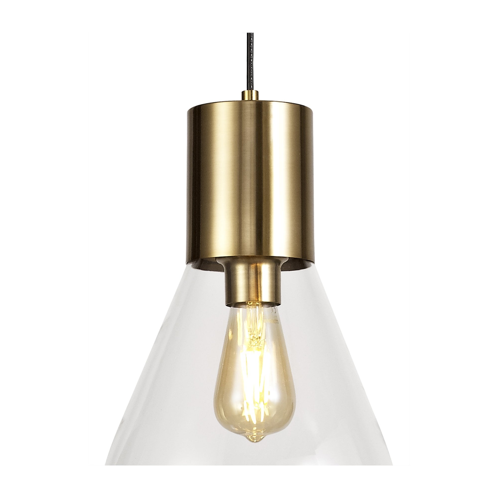 Fabula Maple Narrow Pendant - Aged Brass & Clear Glass