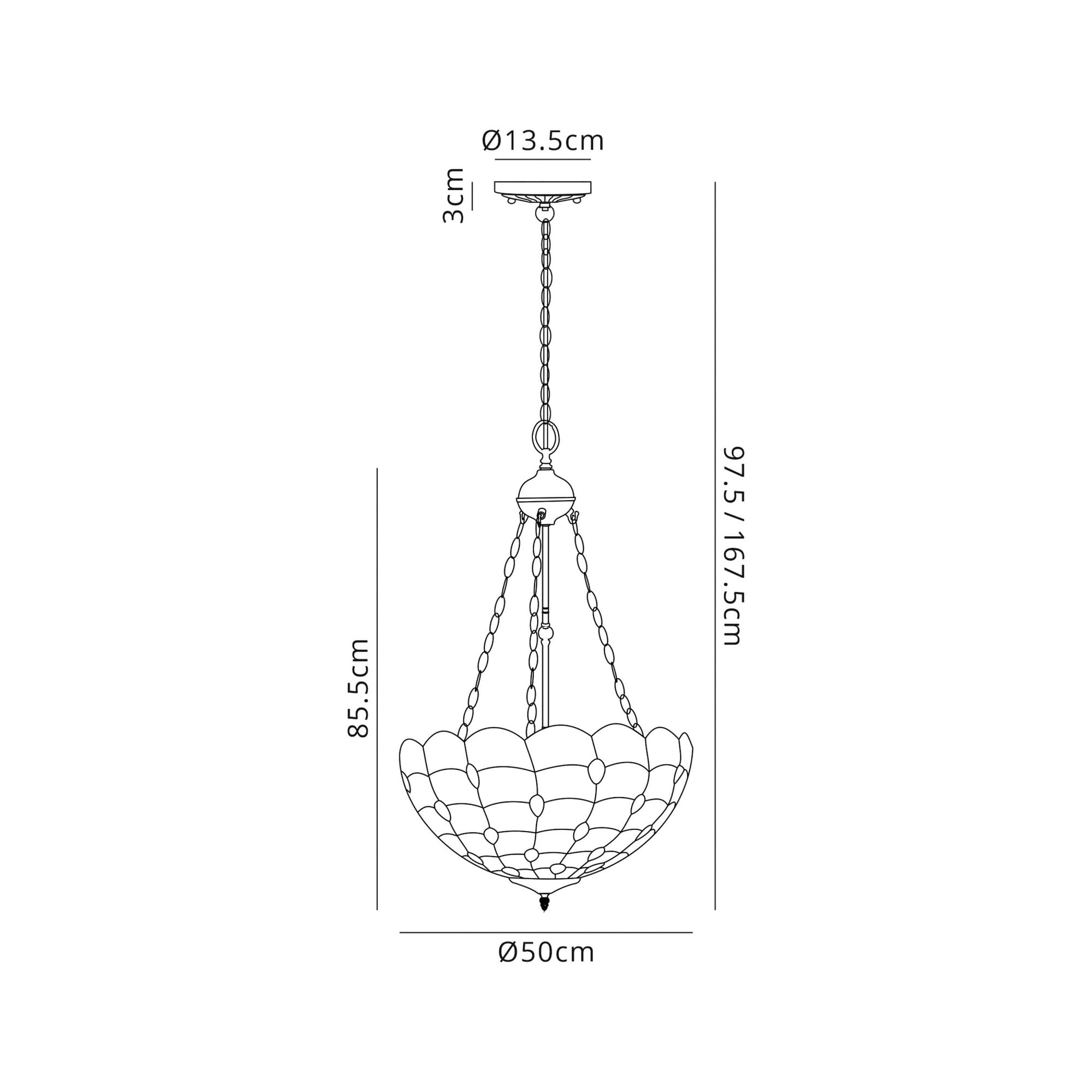 Fabula Crescent 3 Light Uplighter Pendant - 50cm Tiffany Shade - Beige