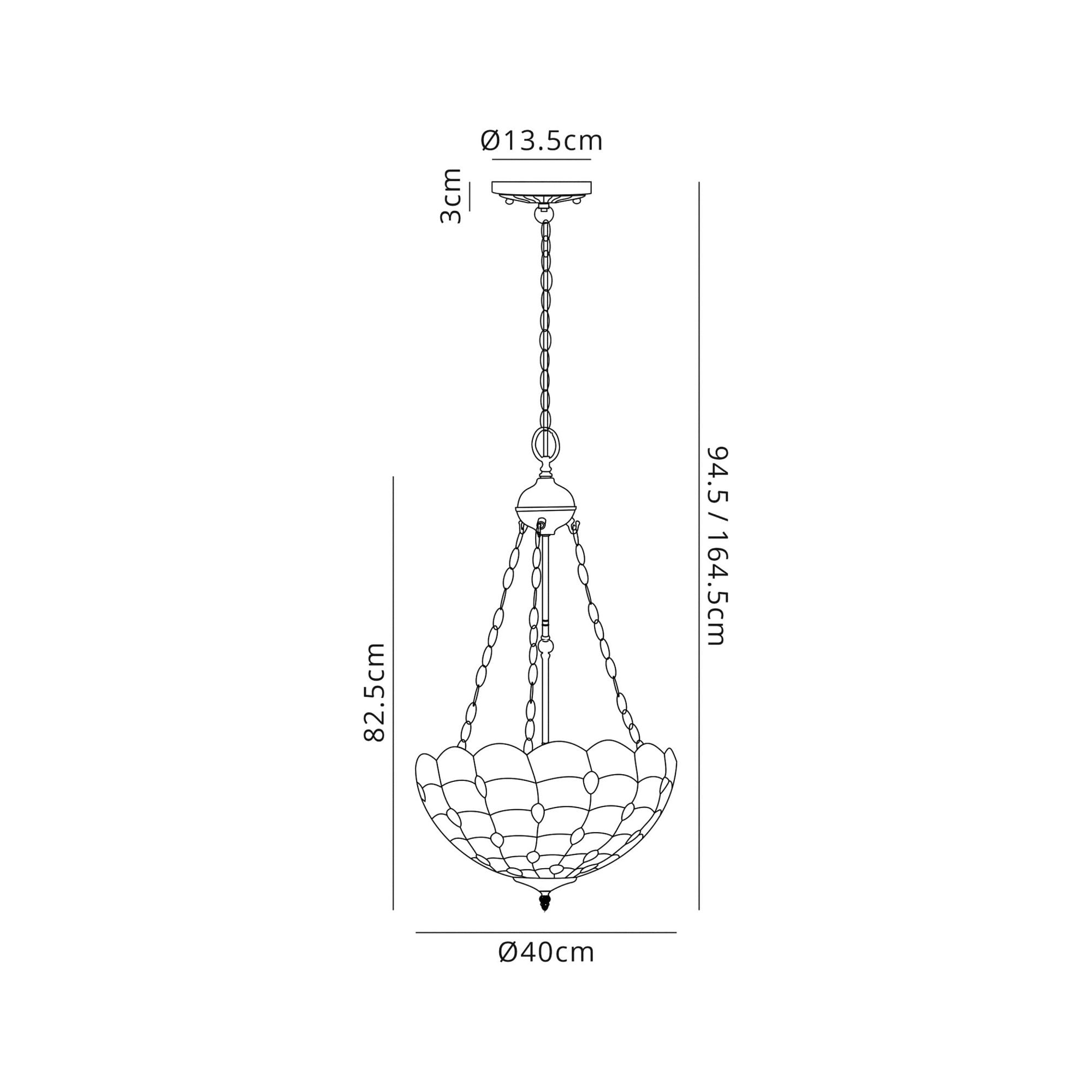 Fabula Crescent 3 Light Uplighter Pendant - 40cm Tiffany Shade - Beige