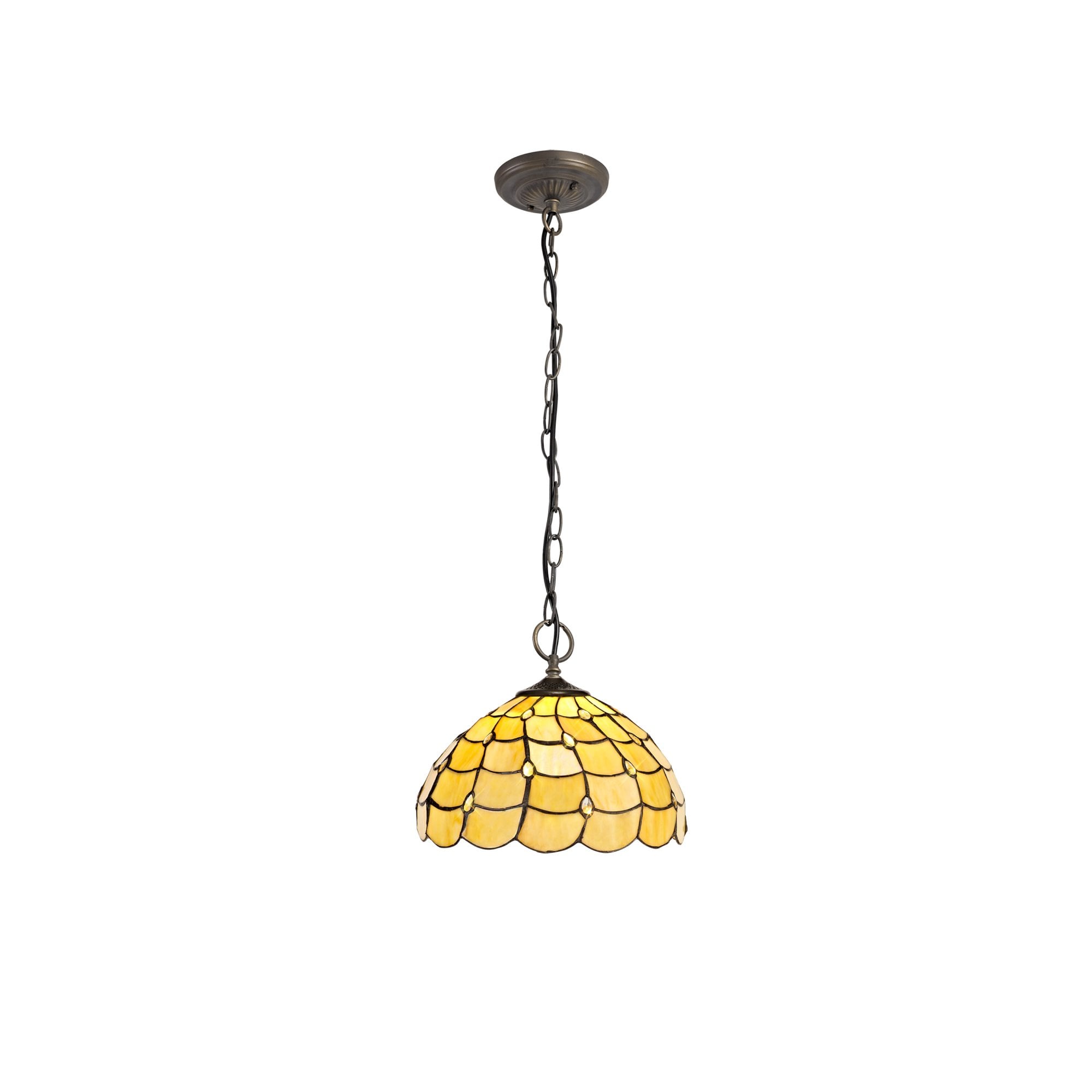 Fabula Crescent 3 Light Downlighter Pendant - 30cm Tiffany Shade - Beige