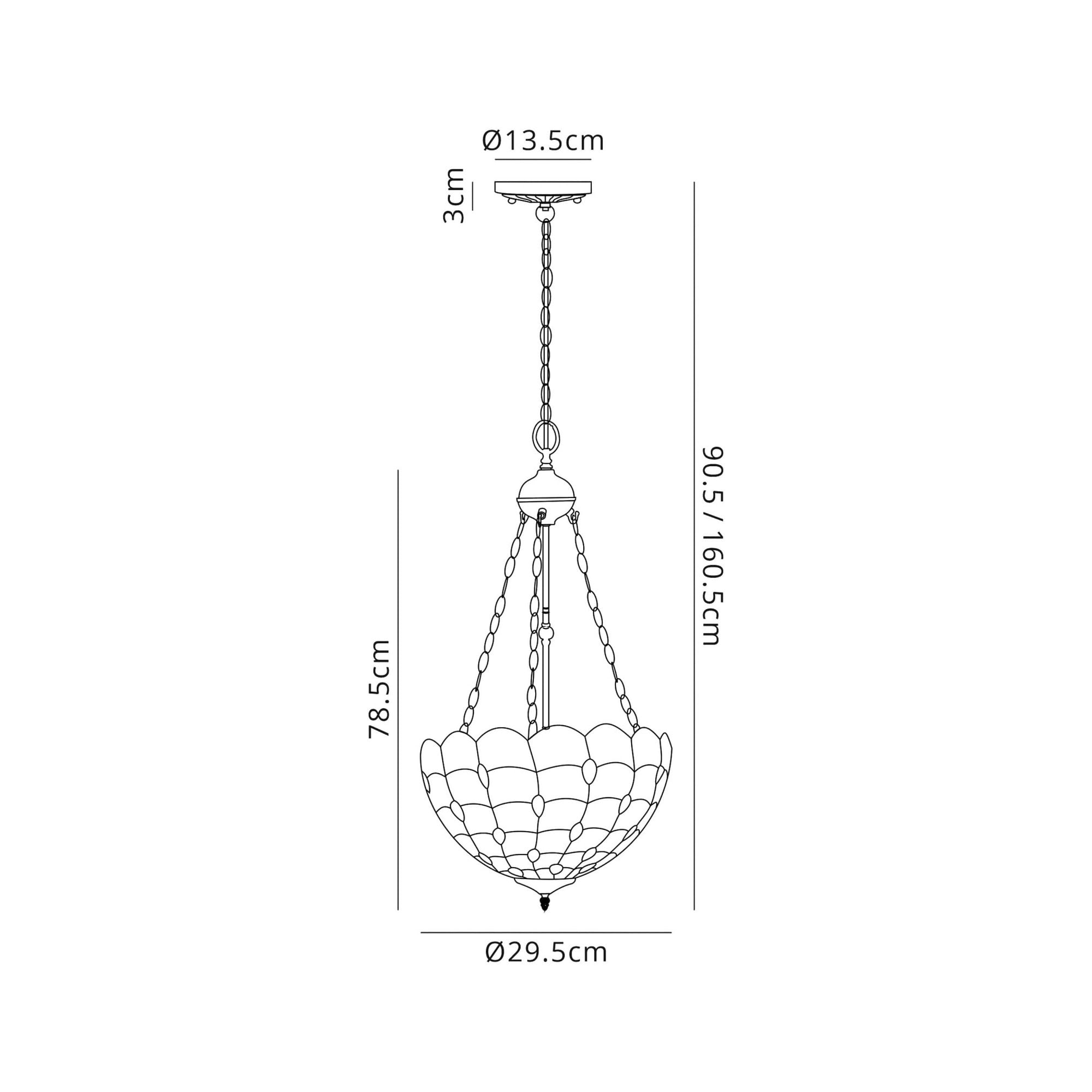 Fabula Crescent 3 Light Uplighter Pendant - 30cm Tiffany Shade - Beige