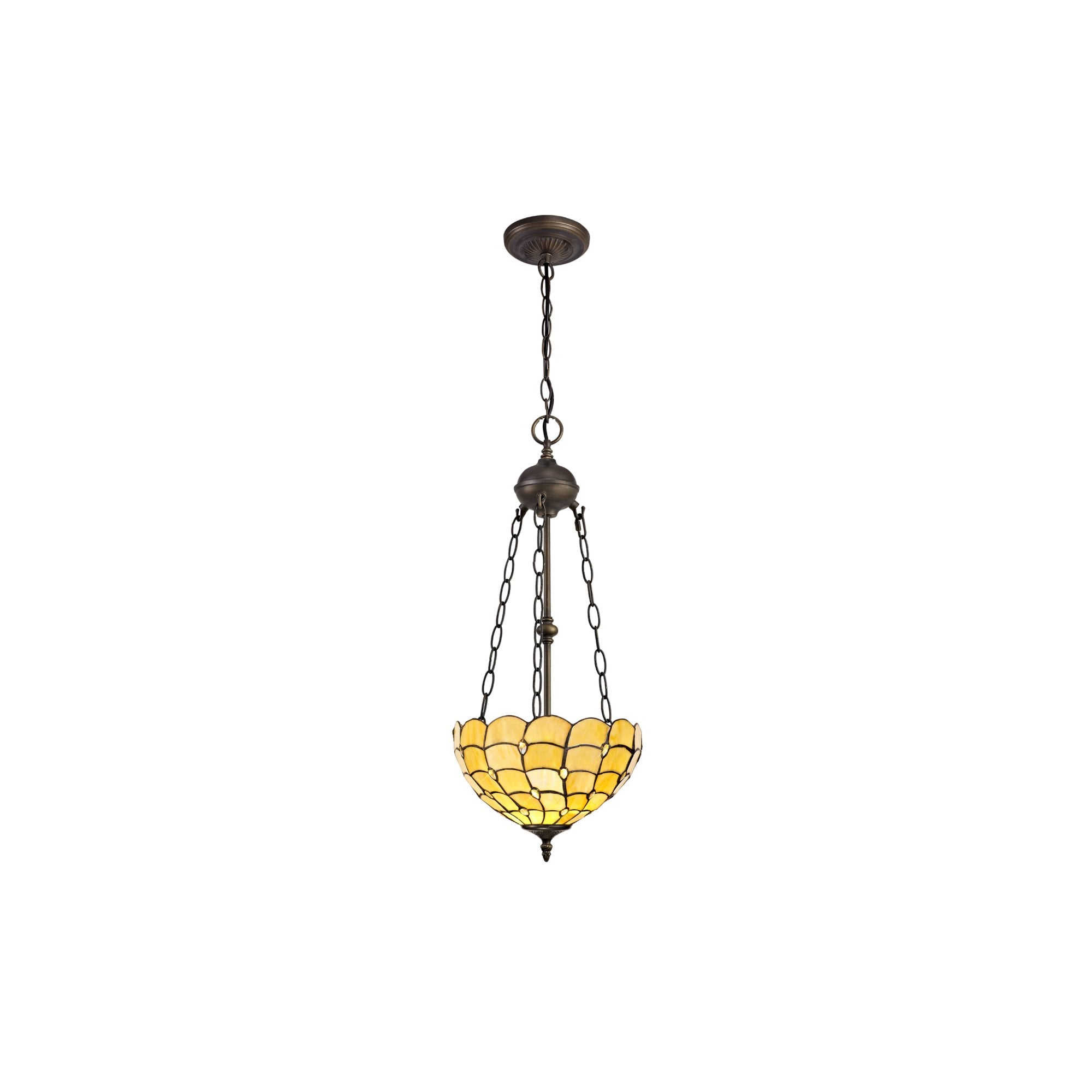 Fabula Crescent 2 Light Uplighter Pendant - 30cm Tiffany Shade - Beige