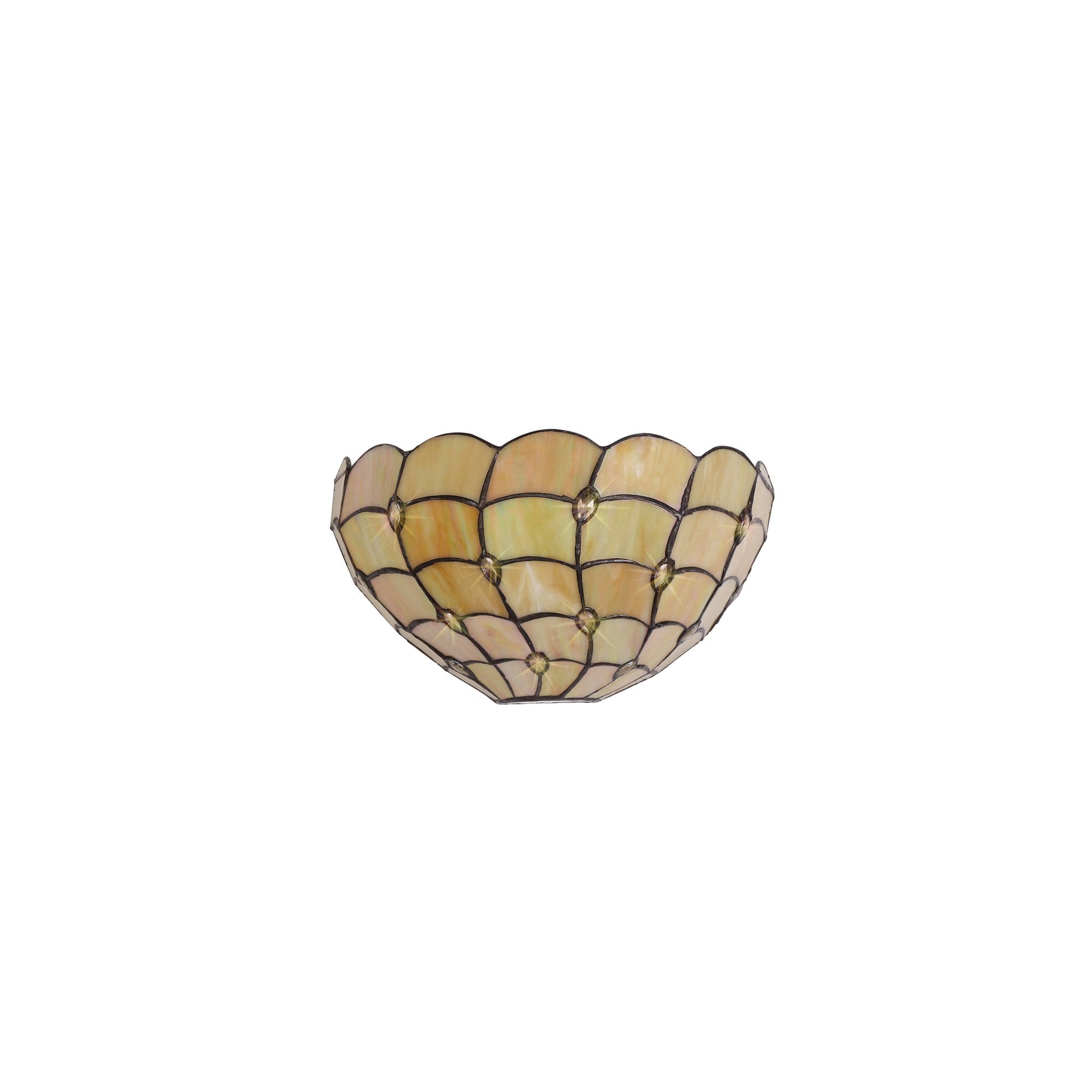 Fabula Crescent Single Downlighter Pendant - 50cm Tiffany Shade - Beige