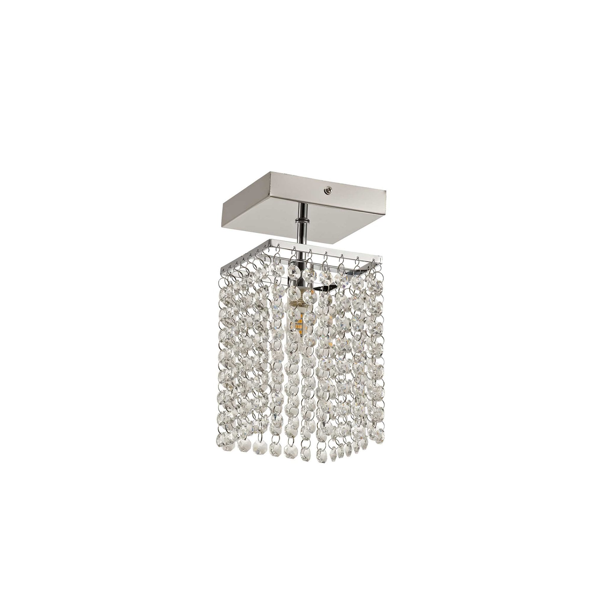 Fabula Hatfields Single Semi-Flush Light - Polished Chrome & Crystal - IP44