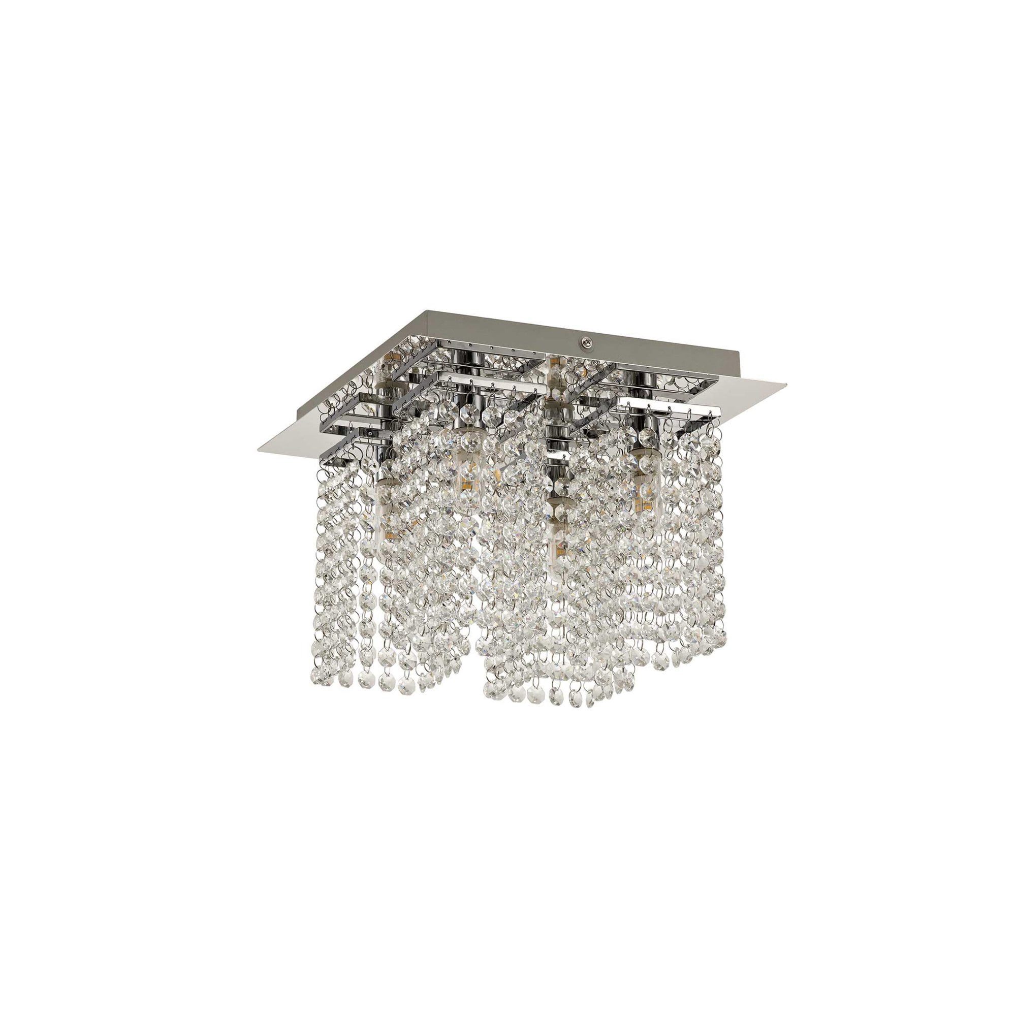 Fabula Hatfields 4 Light Flush Light - Polished Chrome & Crystal - IP44