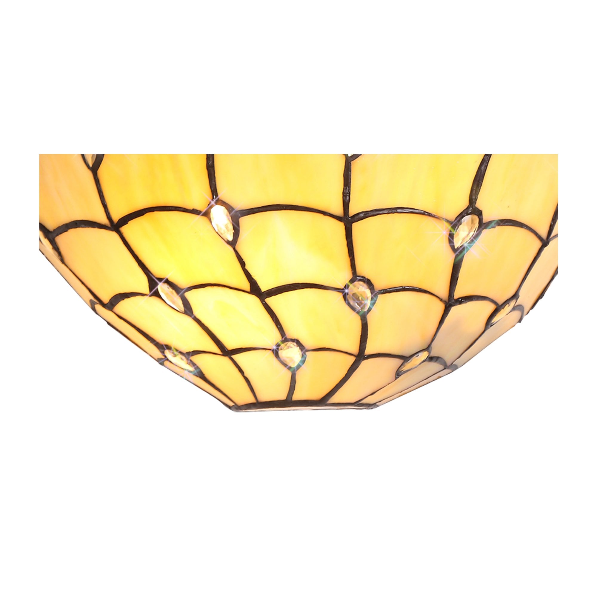 Fabula Crescent 2 Light Wall Lamp - 30cm Tiffany Shade - Beige